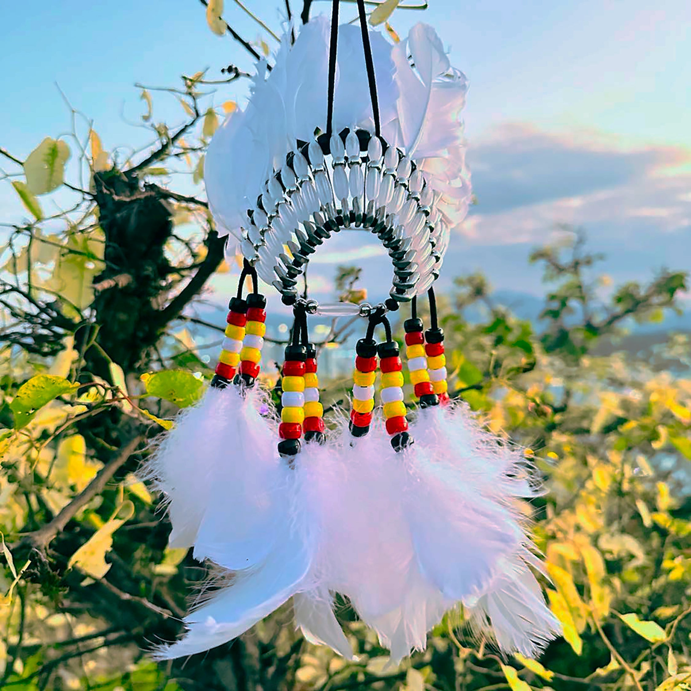 SALE 50% OFF - White Feather Native American Headdress