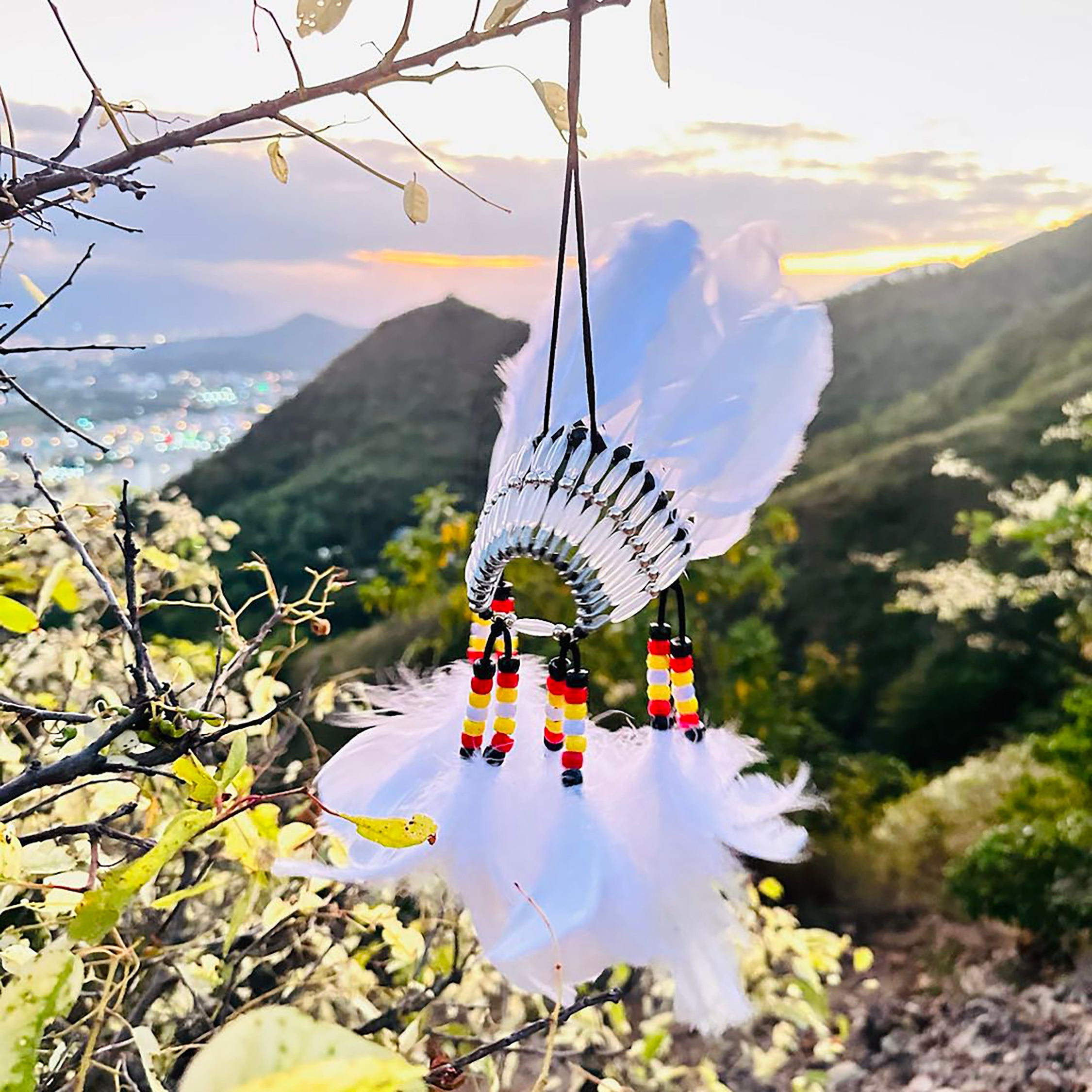 SALE 50% OFF - White Feather Native American Headdress