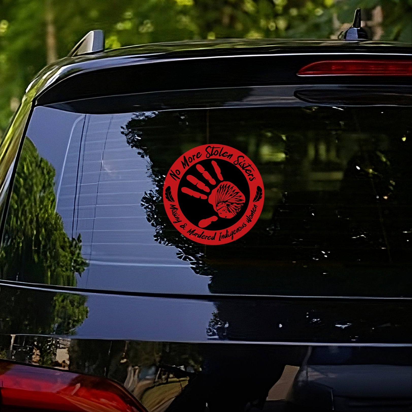 No More Stolen Sister - Missing And Murdered Indigenous Women Red Hand Car Decal