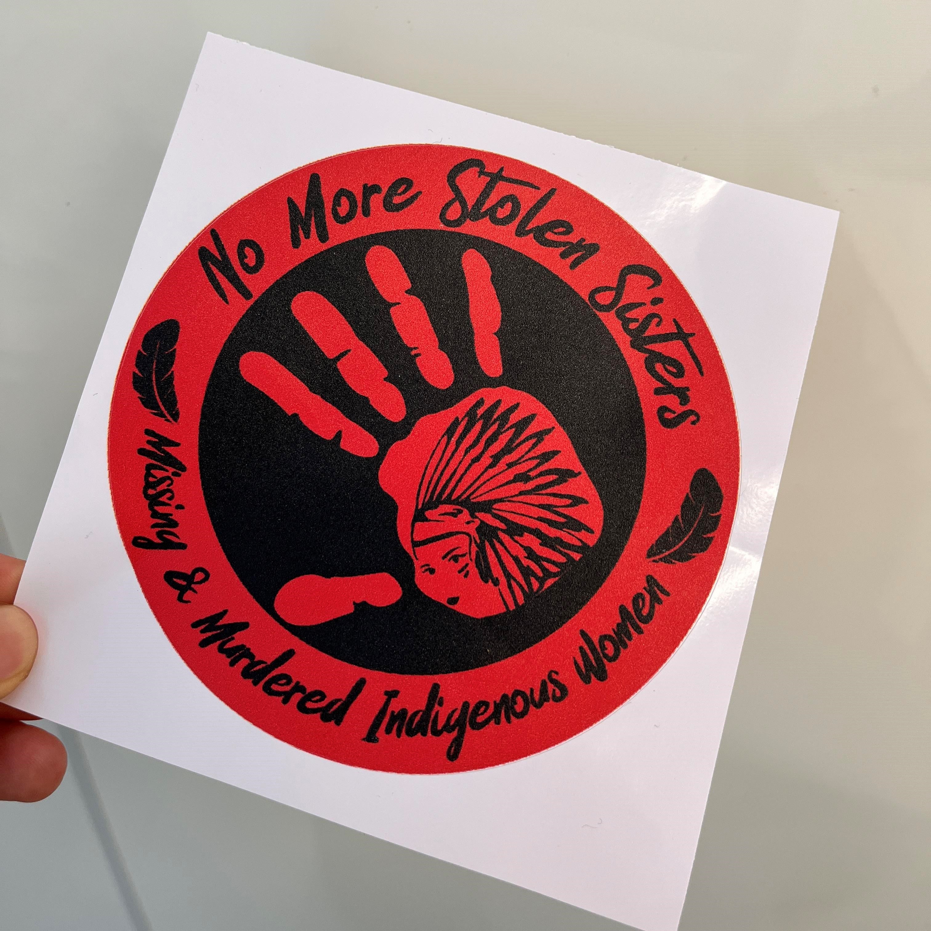 No More Stolen Sister - Missing And Murdered Indigenous Women Red Hand Car Decal
