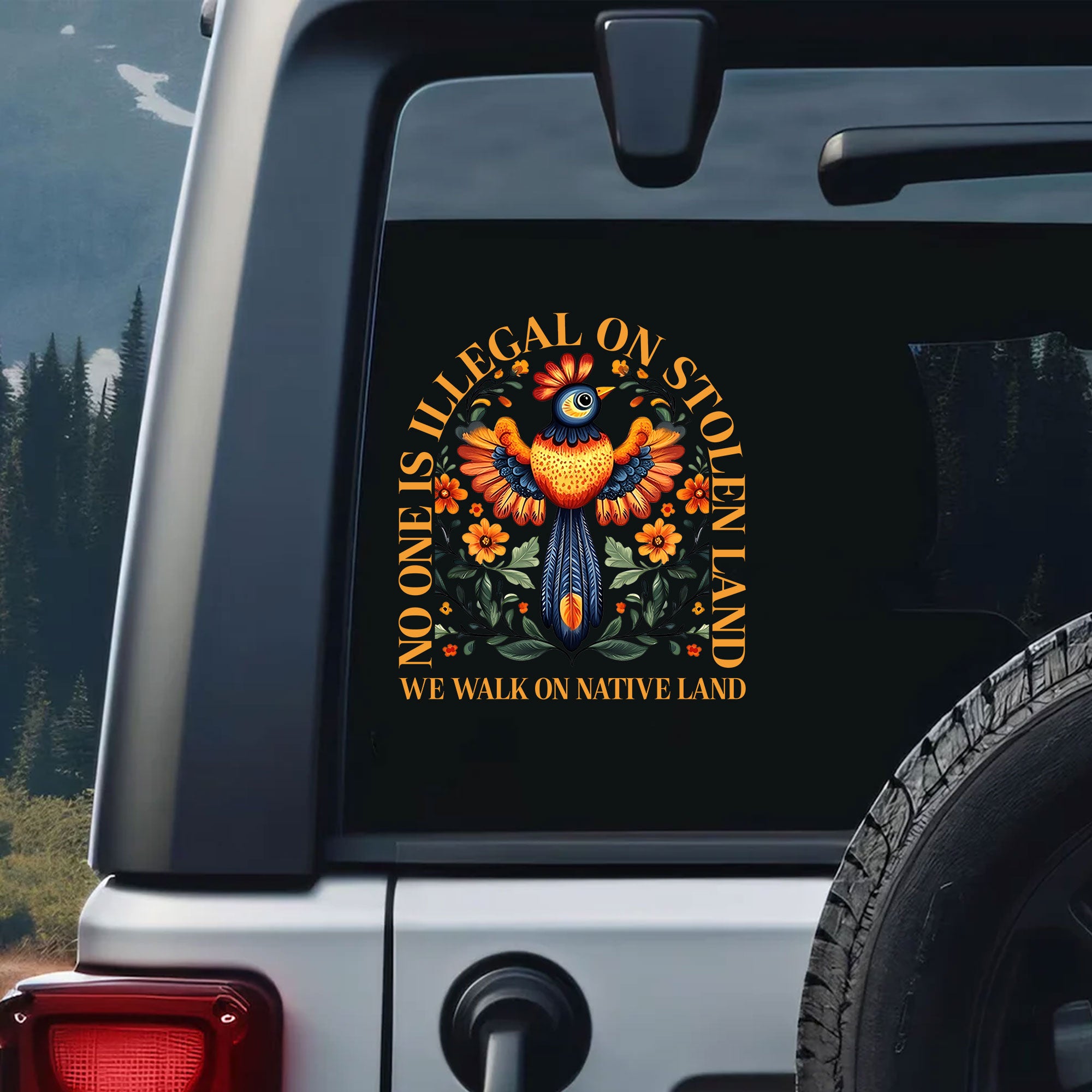 Decal No One Is Illegal On Stolen Land - We Walk On Native Land