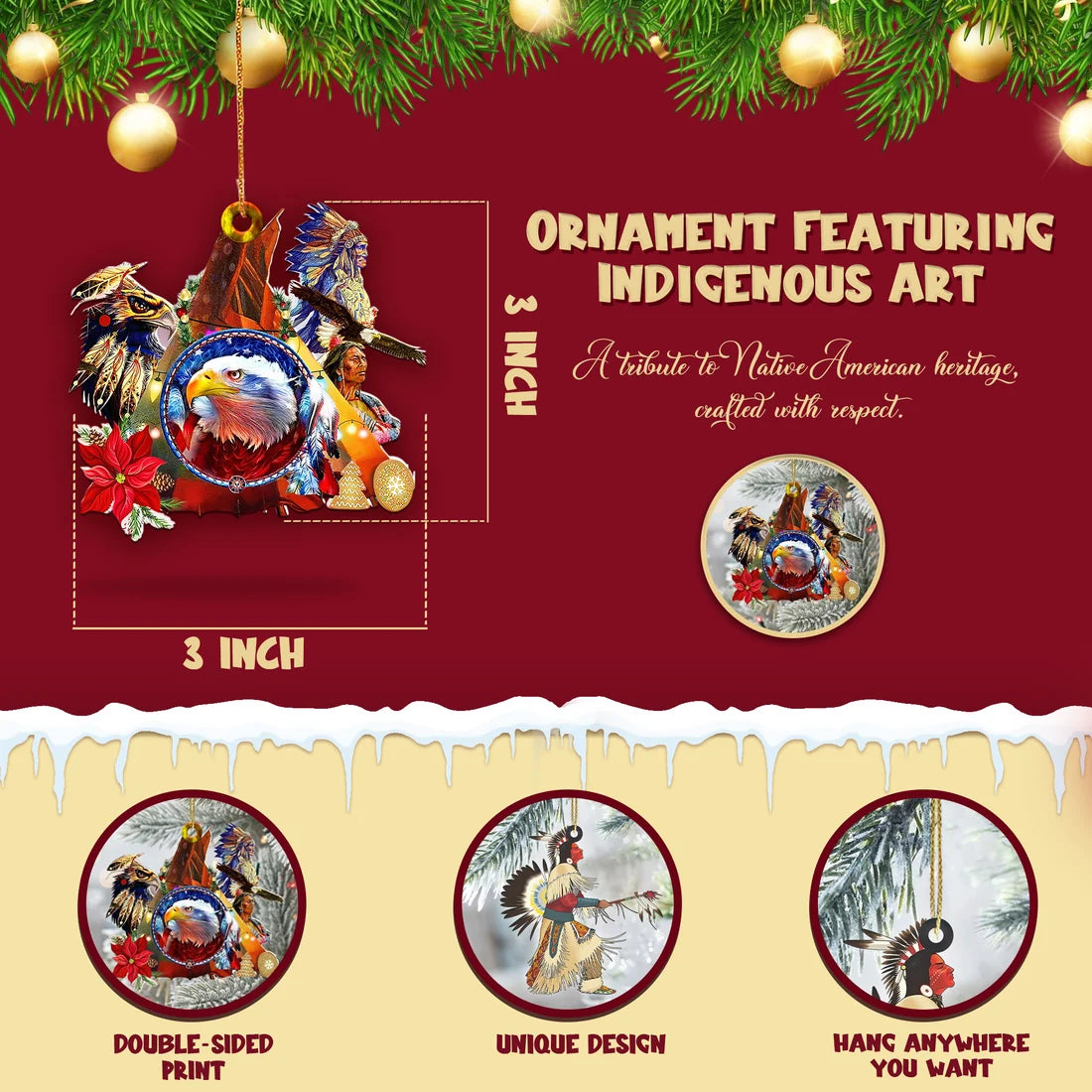 Native Wolf Spirit Dreamcatcher Acrylic Ornament - Unique Gift Decor Flat Acrylic