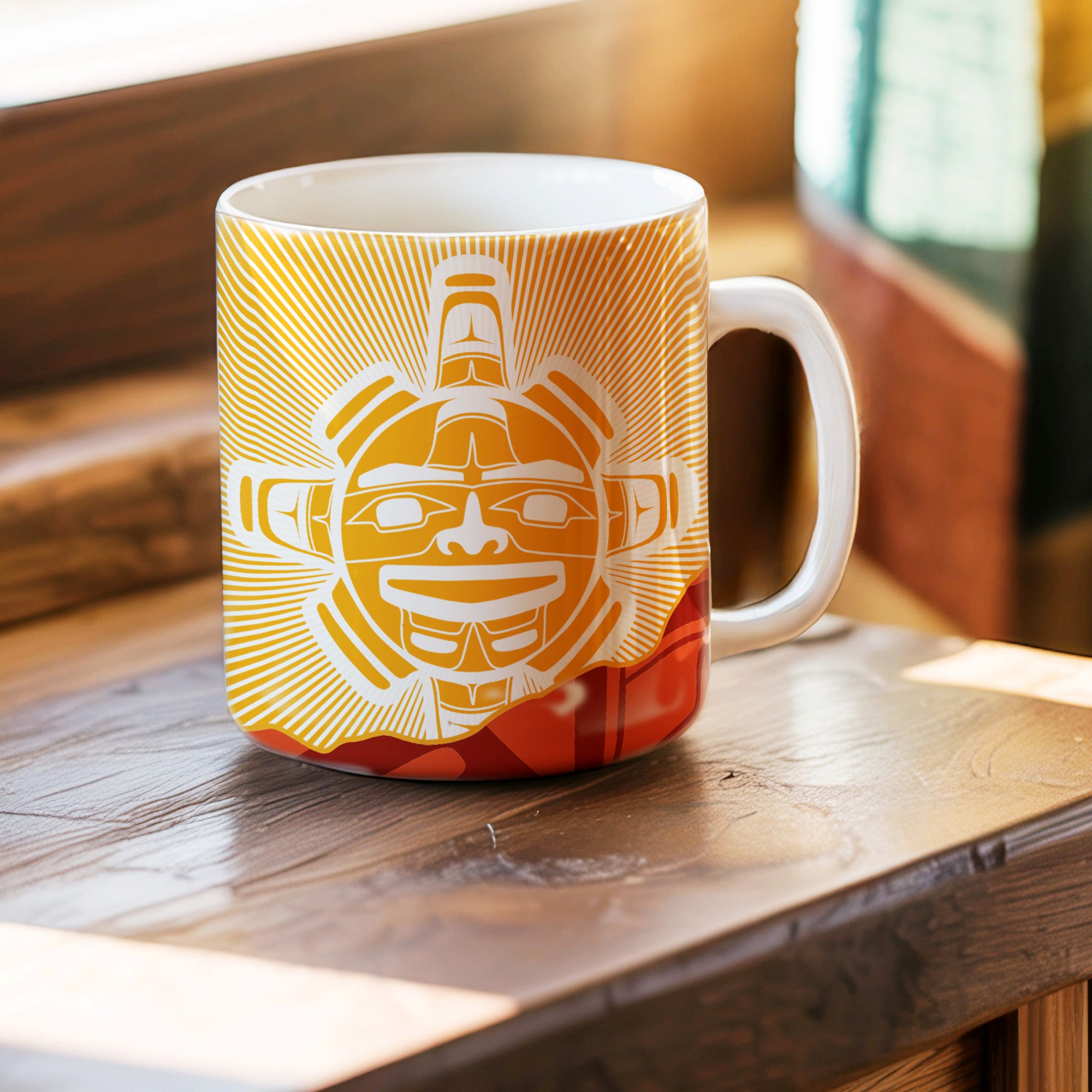 Native Northwest Chilkat Sun Ceramic Native American Heritage Mug