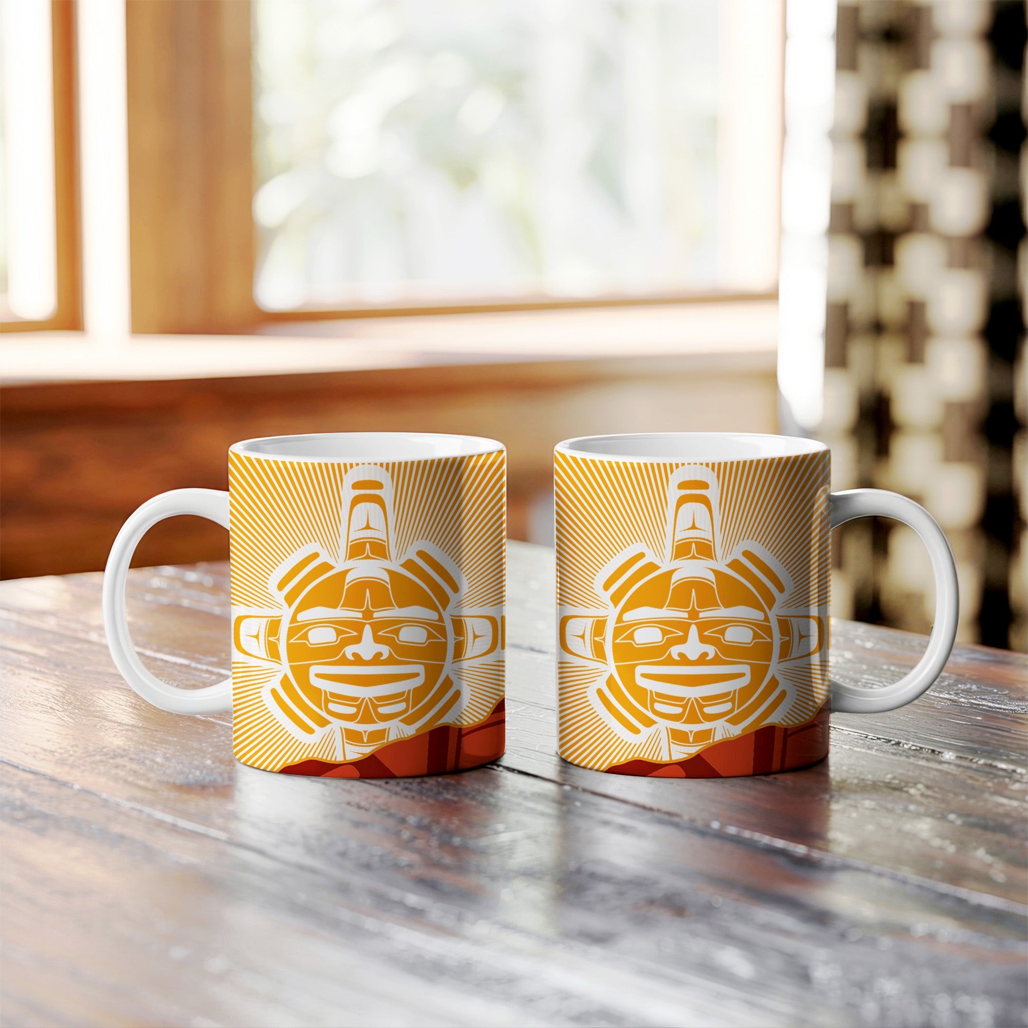 Native Northwest Chilkat Sun Ceramic Native American Heritage Mug