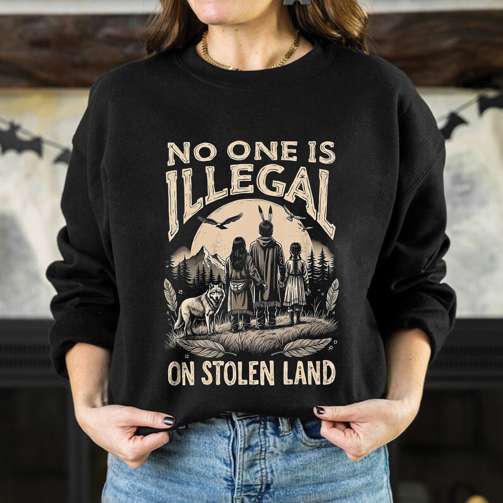 No One Is Illegal On Stolen Land - Unisex T-Shirt/T-Shirt V-Neck/Hoodie/Sweatshirt N56 Style 2