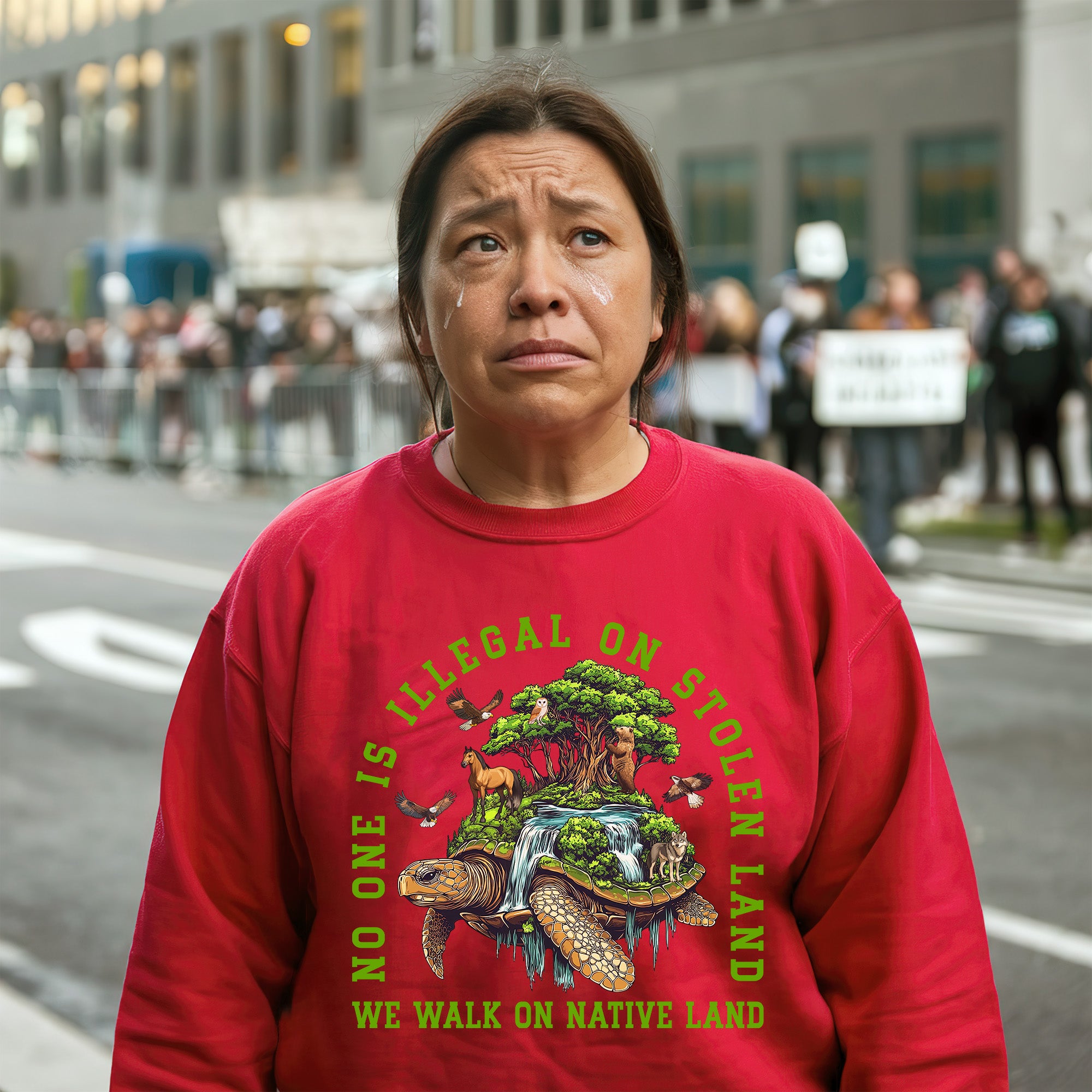 No One Is Illegal On Stolen Land. We Walk On Native Land Style 4 - One Sides Unisex T-Shirt/T-Shirt V-Neck/Hoodie/Sweatshirt