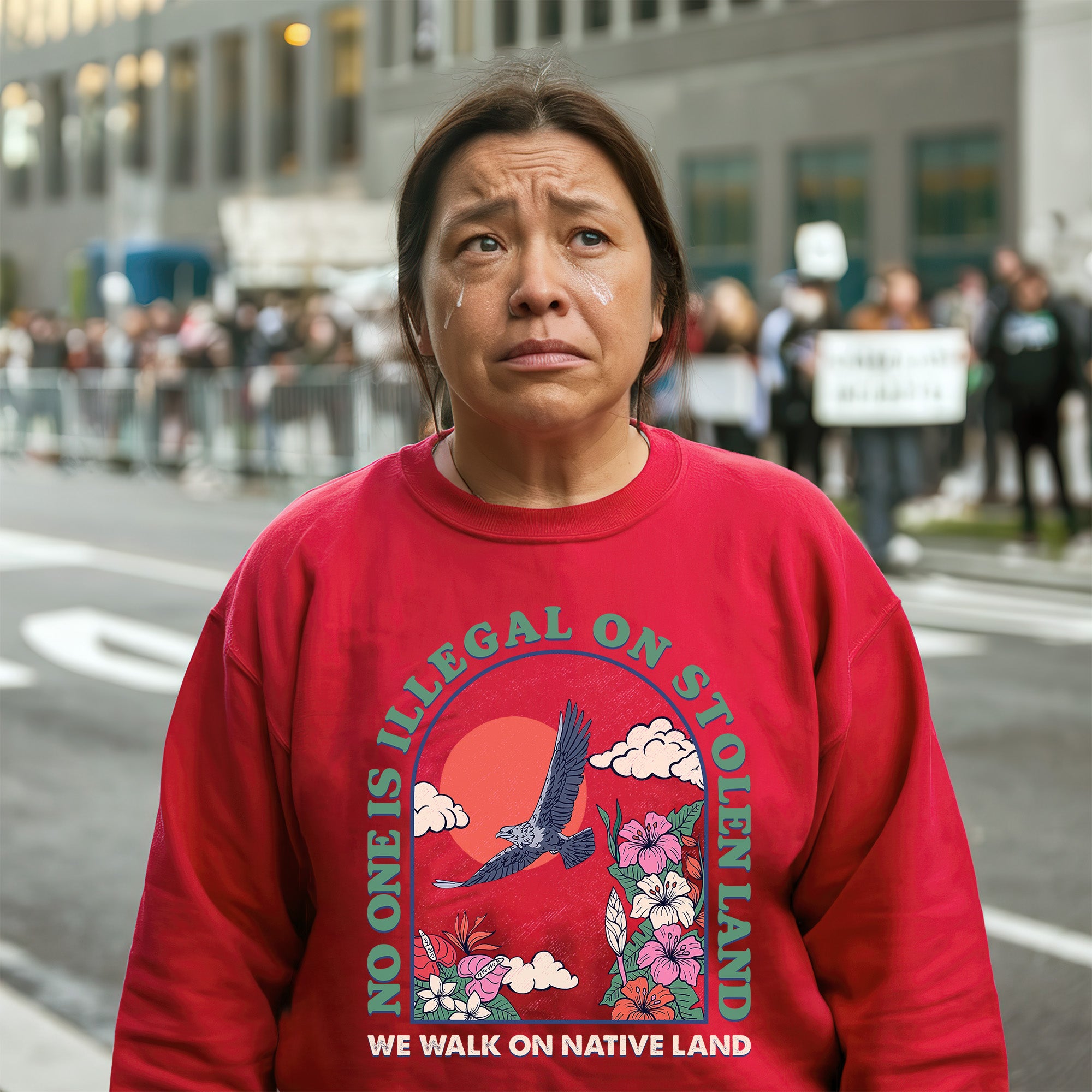 No One Is Illegal On Stolen Land. We Walk On Native Land Style 5 - One Sides Unisex T-Shirt/T-Shirt V-Neck/Hoodie/Sweatshirt