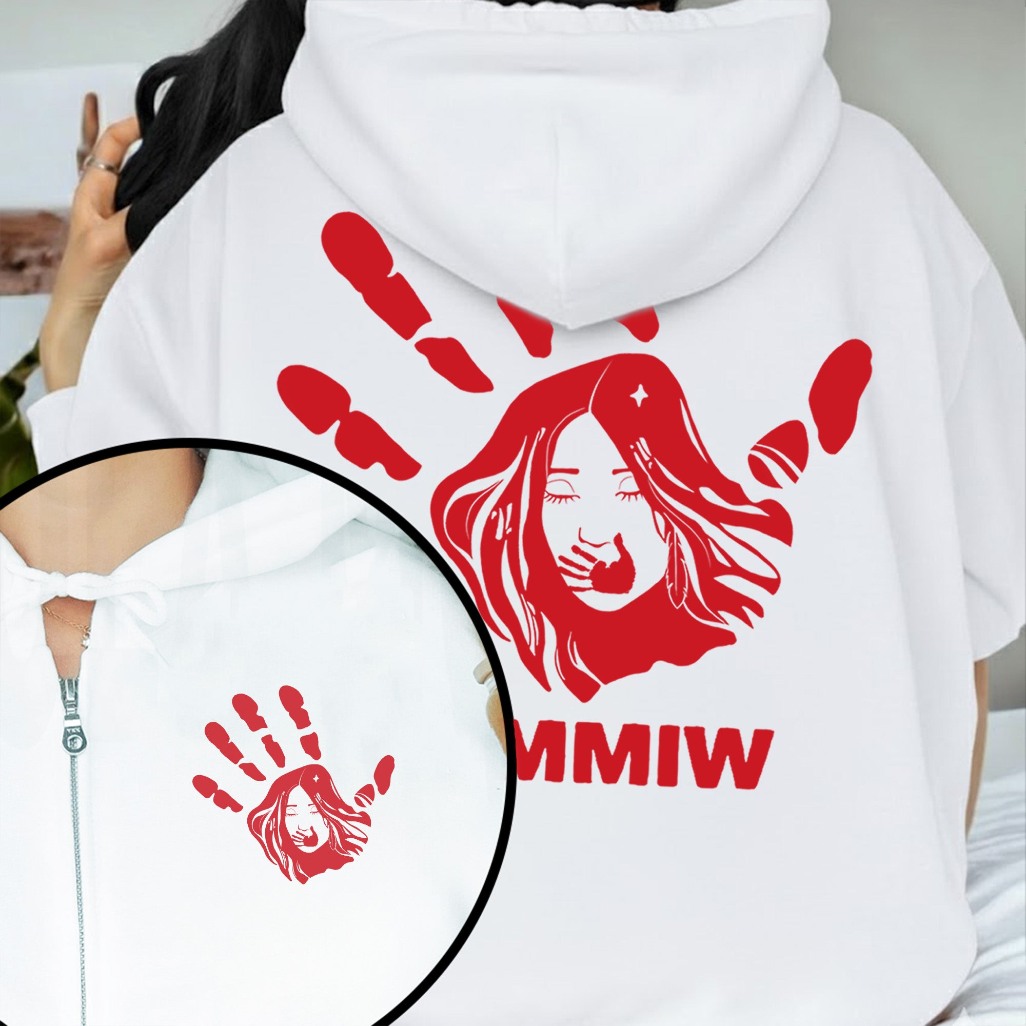 [Two Sides] MMIW Red Handprint Missing and Murdered Indigenous Women Awareness Unisex Tank Top/Long Sleeve/Hoodie Zip