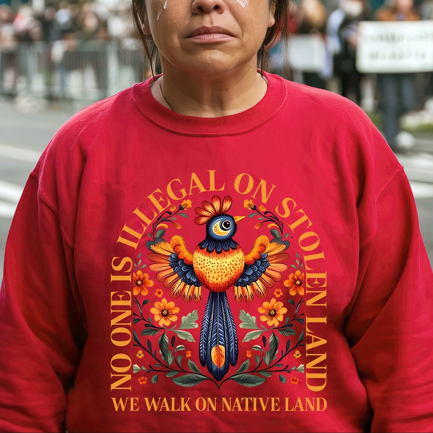 No One Is Illegal On Stolen Land. We Walk On Native Land - One Side Unisex T-shirt/Hoodie/Sweatshirt