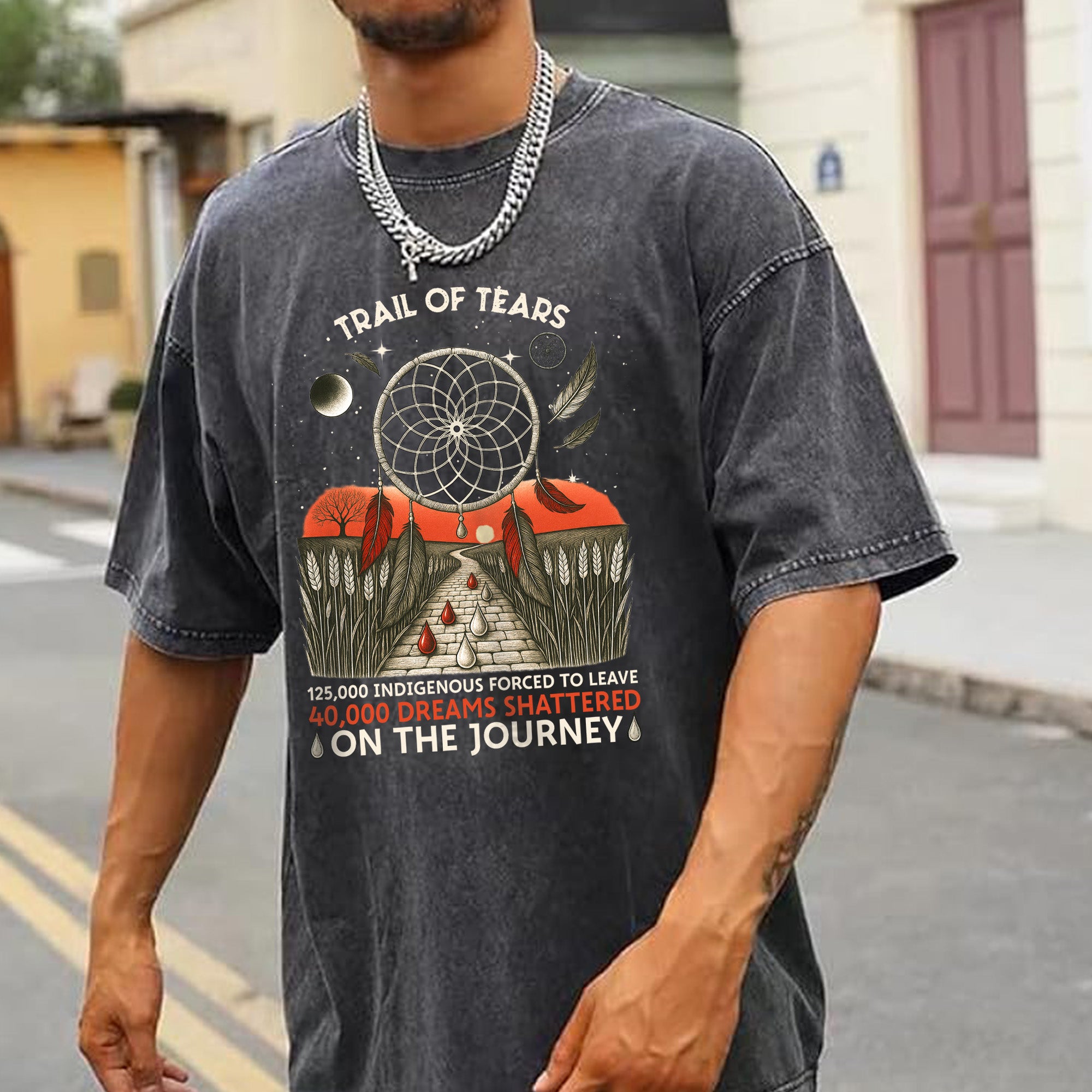 Trail of Tears Blood Tears Roade Unisex Mineral Washed T-Shirt