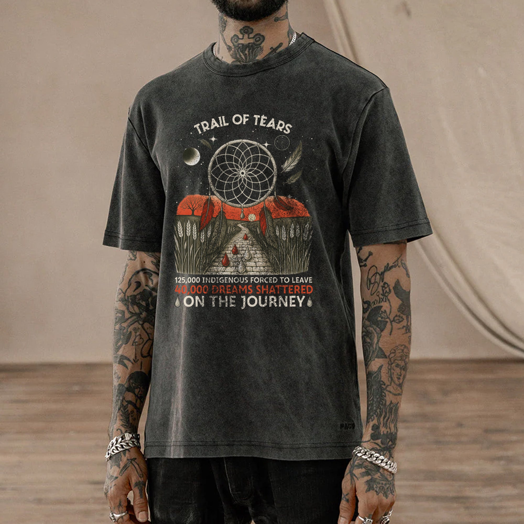 Trail of Tears Blood Tears Roade Unisex Mineral Washed T-Shirt