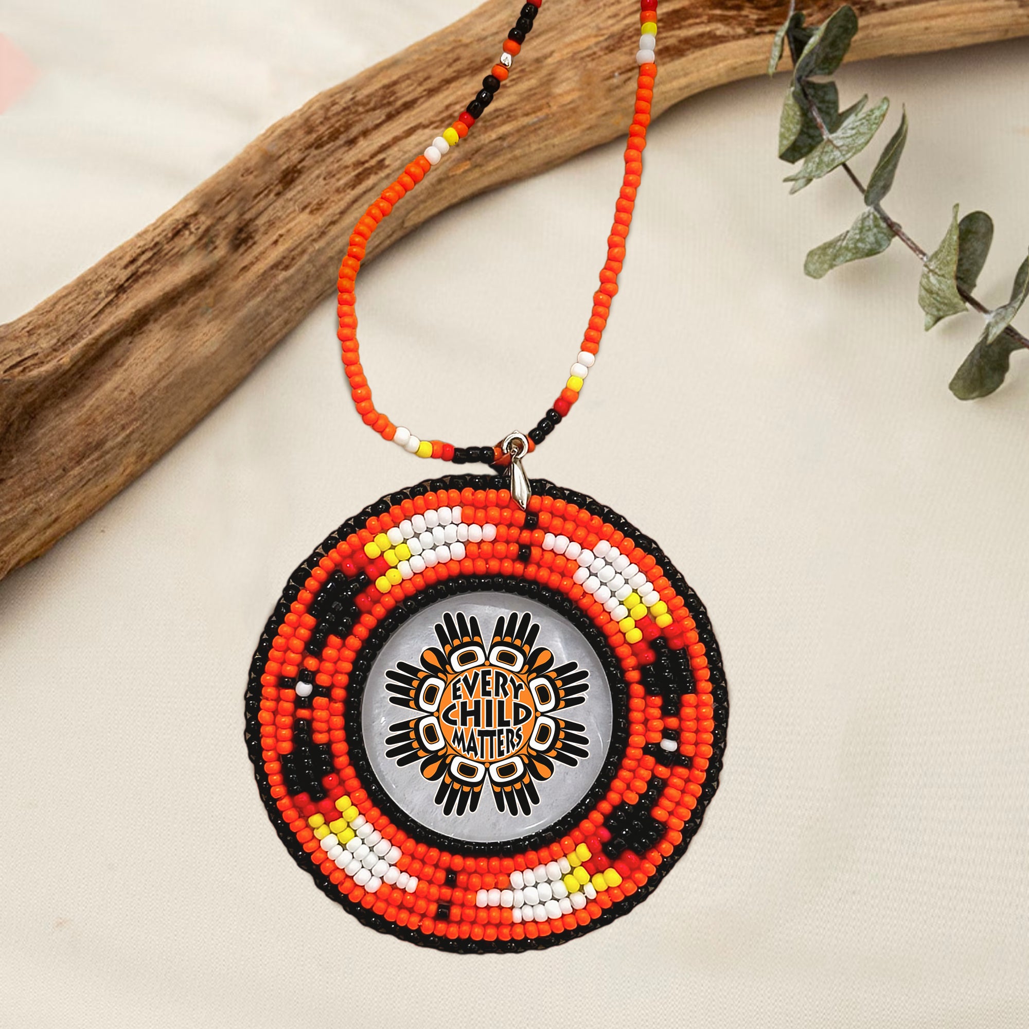 (SALE 50% OFF) Handmade Beaded Wire Necklace Pendant Every Child Matters