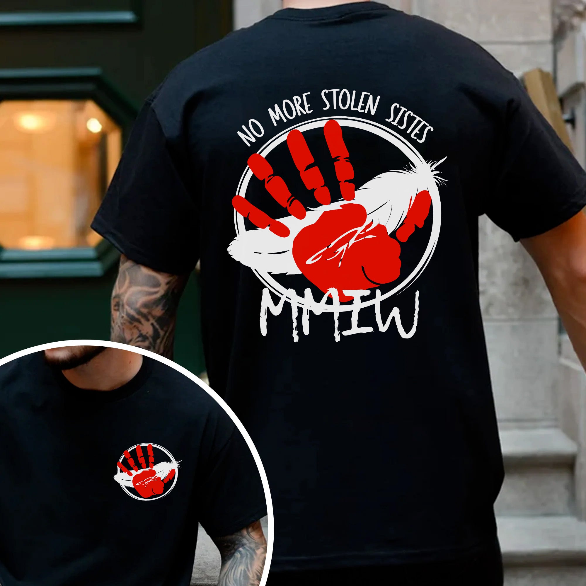 No More Stolen Sisters MMIW Native Women Awareness Unisex T-shirt/T-shirt V-Neck/Hoodie/Sweatshirt-Two Sides