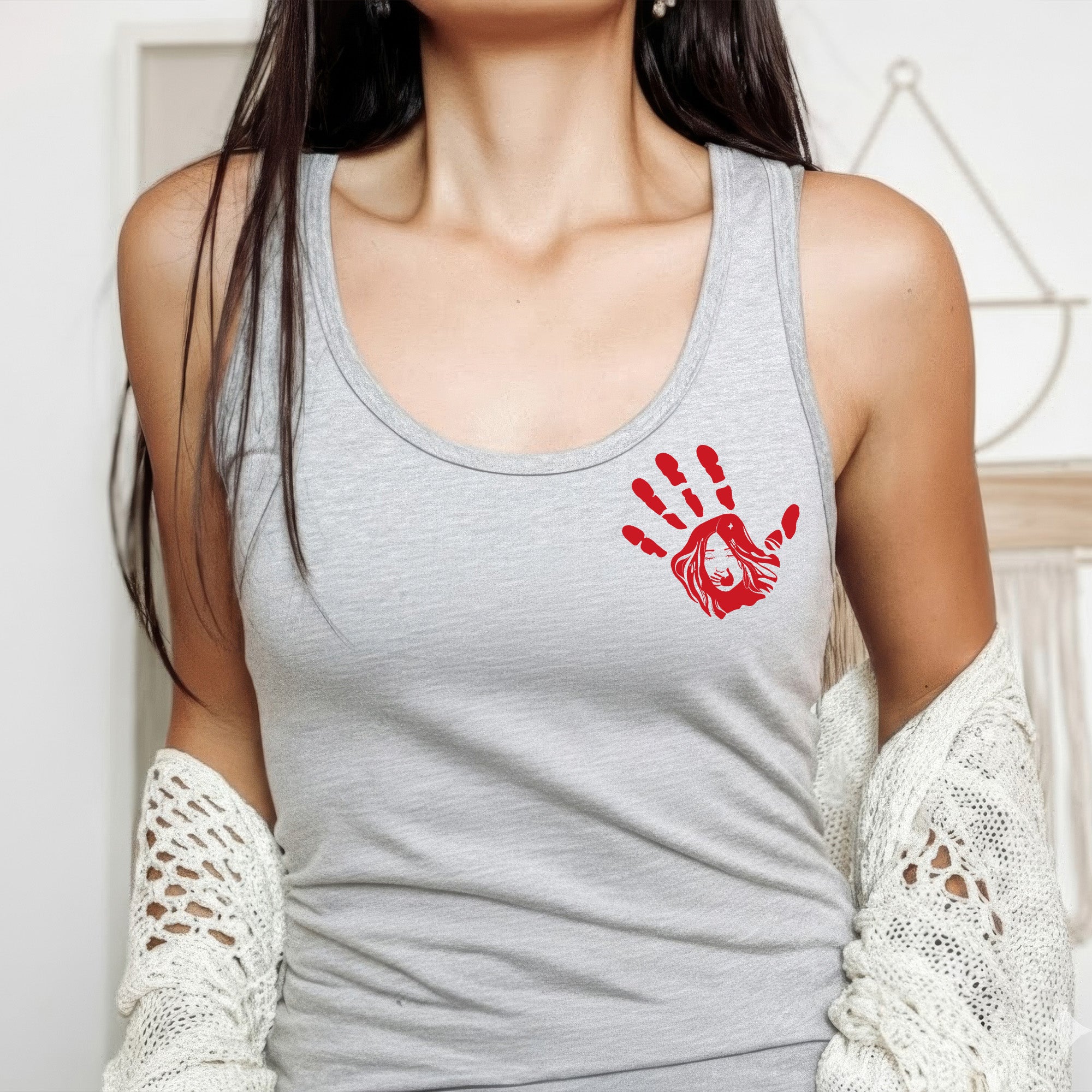 [Two Sides] MMIW Red Handprint Missing and Murdered Indigenous Women Awareness Unisex Tank Top/Long Sleeve/Hoodie Zip