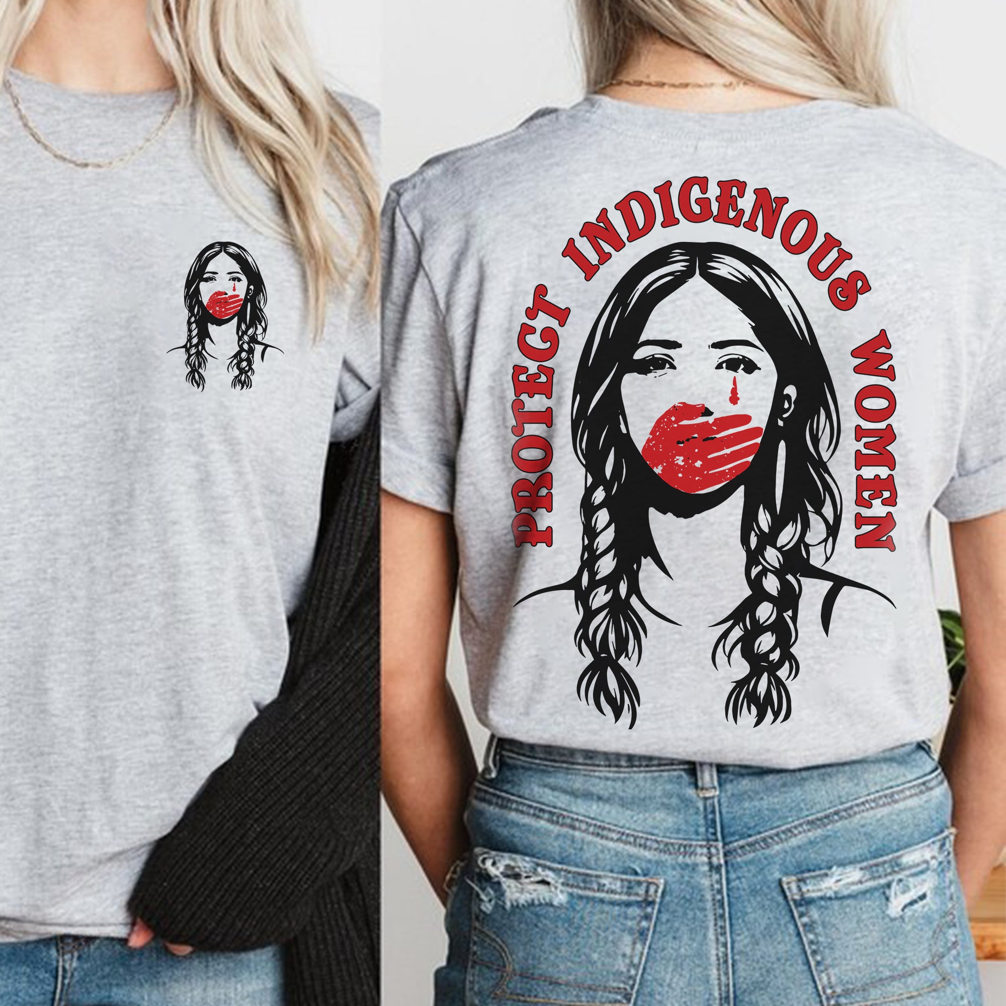 [Two Sides] Protect Indigenous Women Native American Awareness Unisex T-shirt/T-shirt V-Neck/Hoodie/Sweatshirt