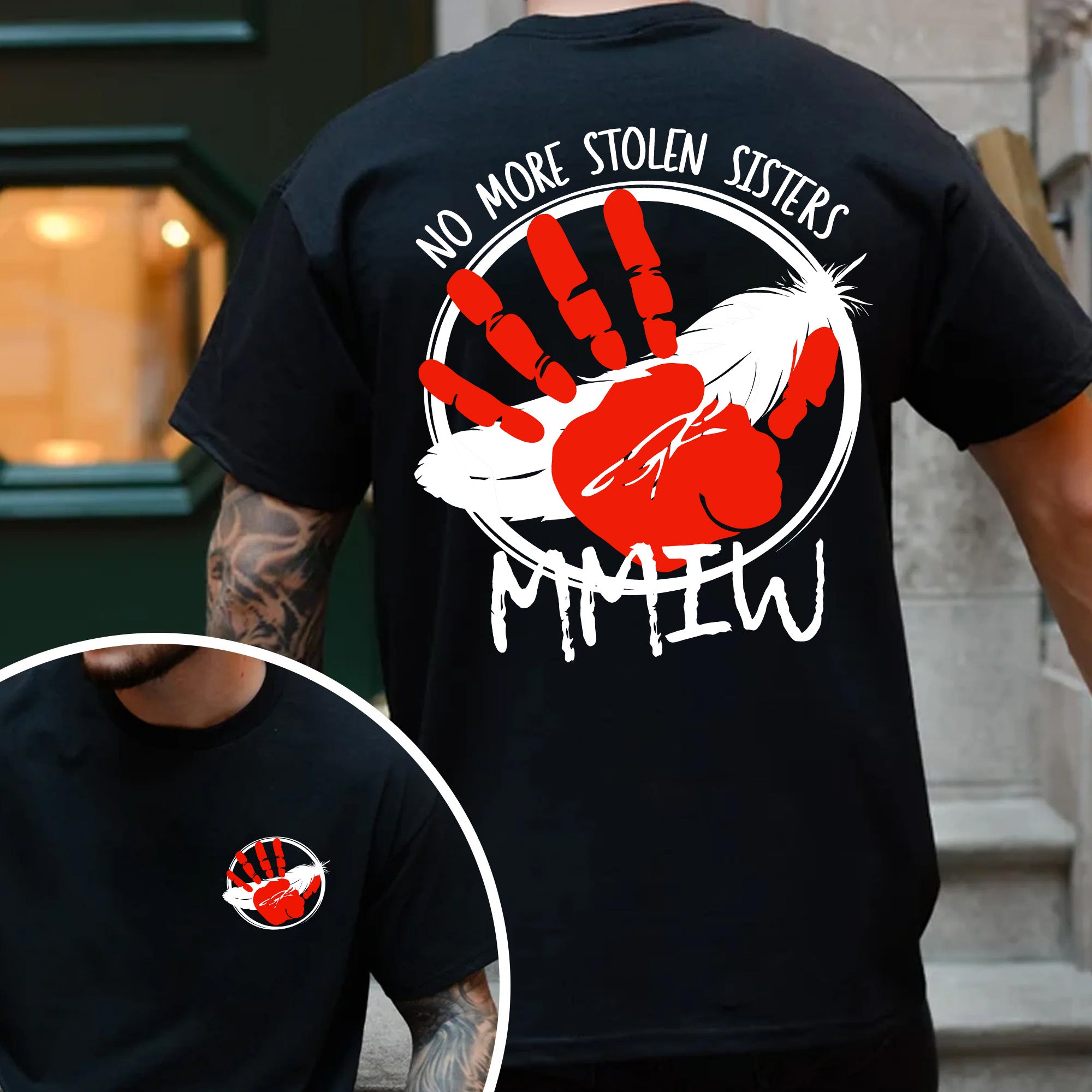 No More Stolen Sisters MMIW Native Women Awareness Unisex T-shirt/T-shirt V-Neck/Hoodie/Sweatshirt-Two Sides