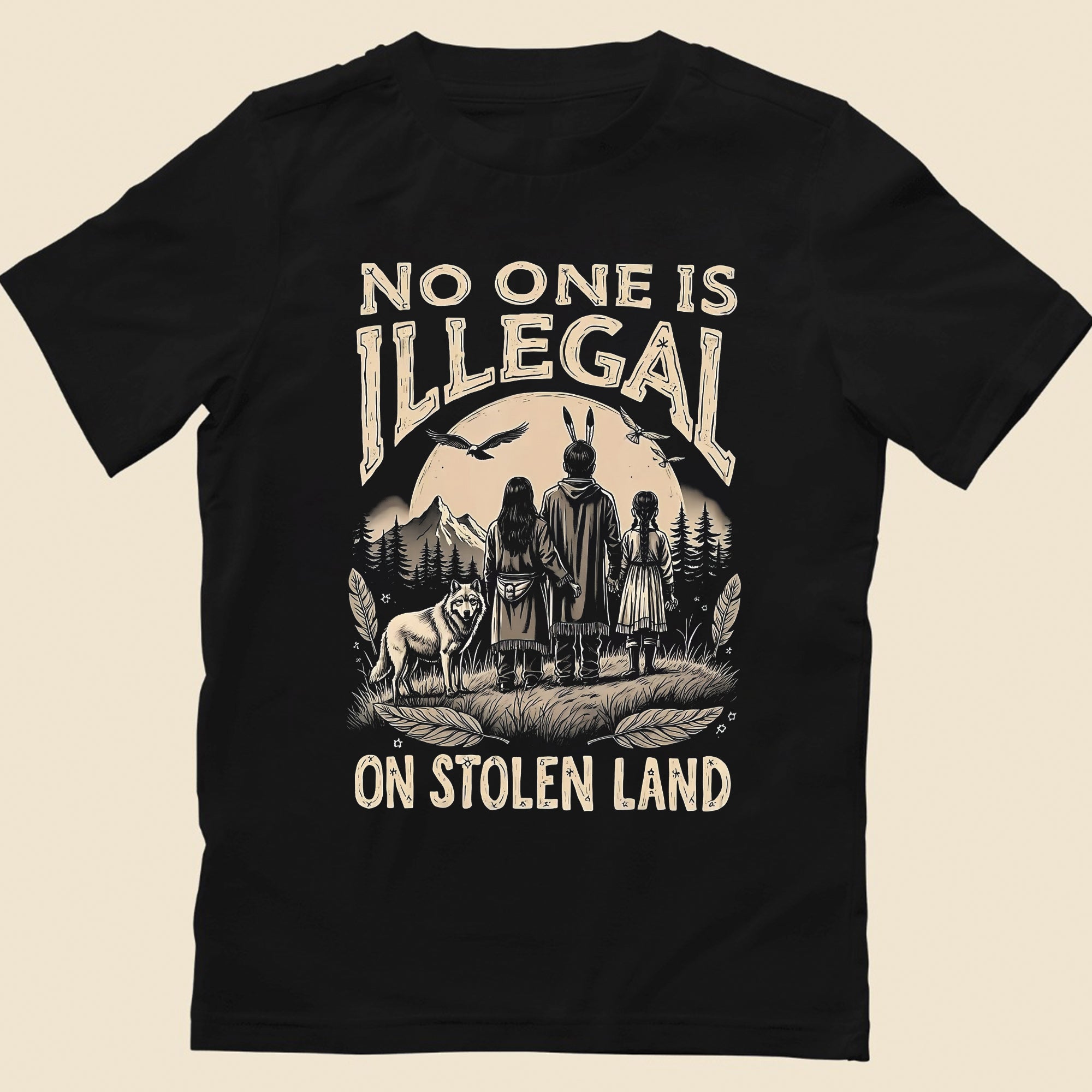 No One Is Illegal On Stolen Land - Unisex T-Shirt/T-Shirt V-Neck/Hoodie/Sweatshirt N56 Style 2