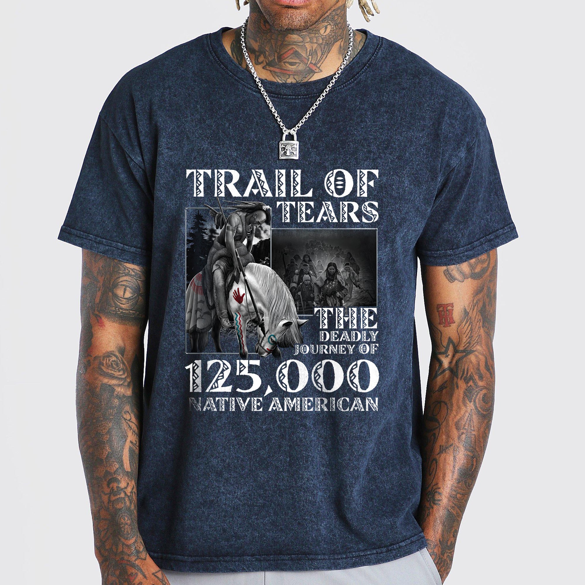 Trail of Tears The Deadly Journey Of 125K Native American Unisex Mineral Washed T-Shirt