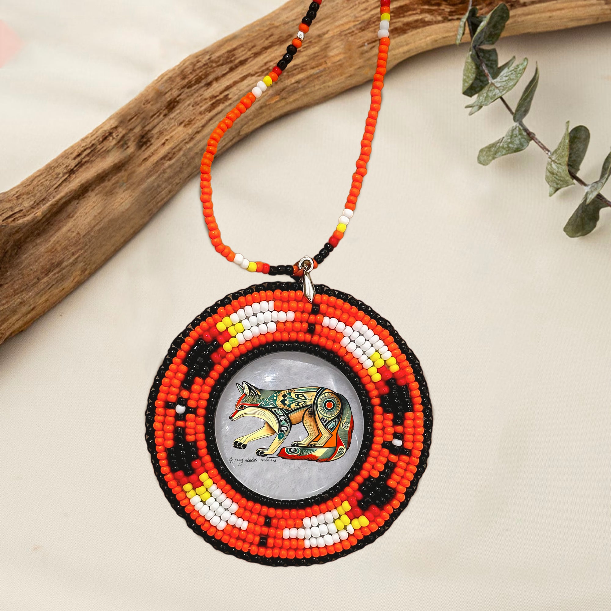 (SALE 50% OFF) Handmade Beaded Wire Necklace Pendant Every Child Matters