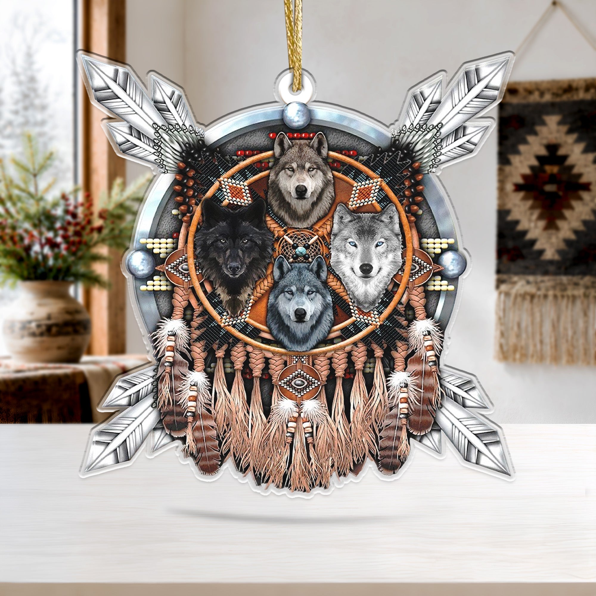 Wolf Feather Native American - Unique Gift Decor Flat Acrylic