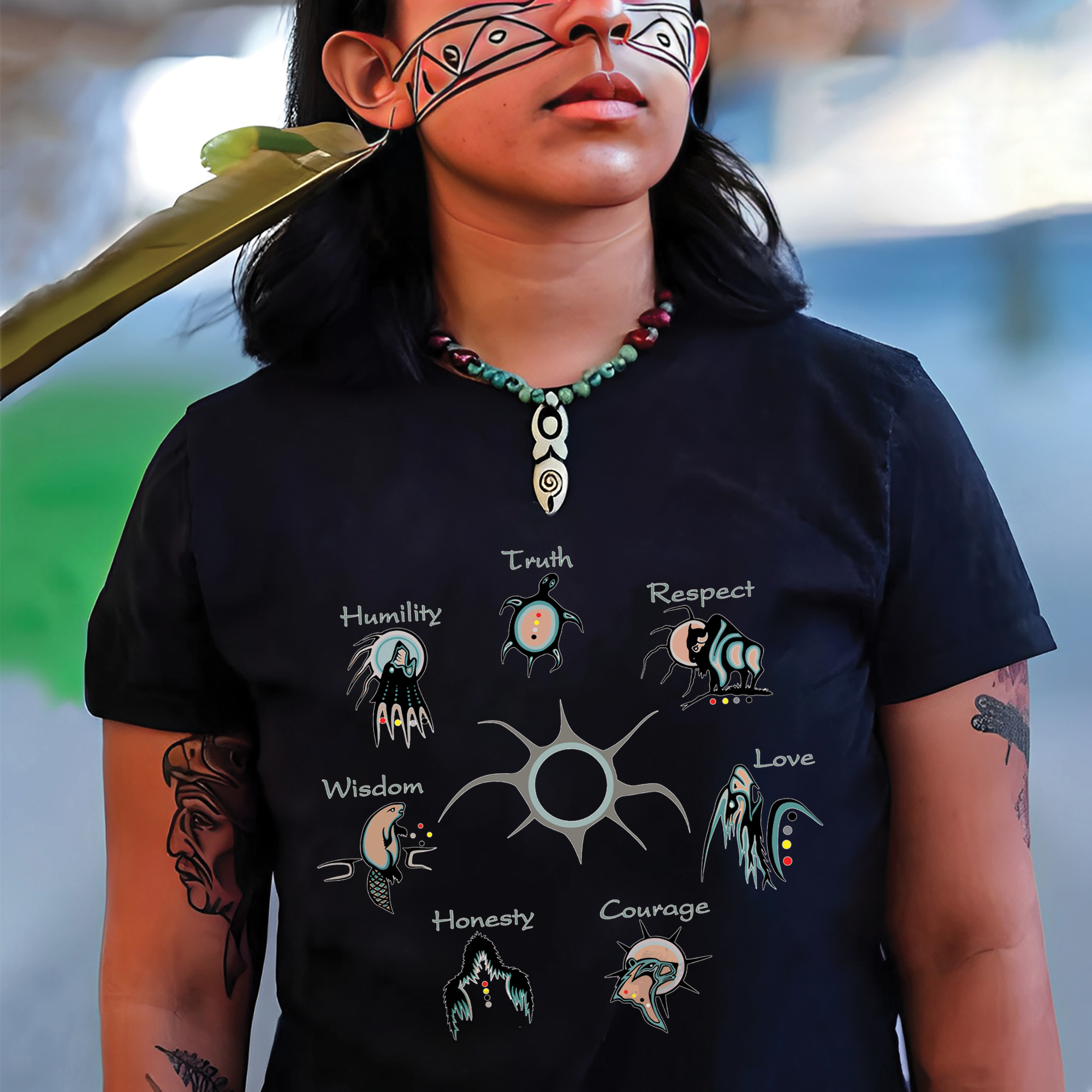 The Seven Sacred Laws Native American Indigenous Culture Unisex Two Sides T-shirt/T-shirt V-Neck/Hoodie/Sweatshirt