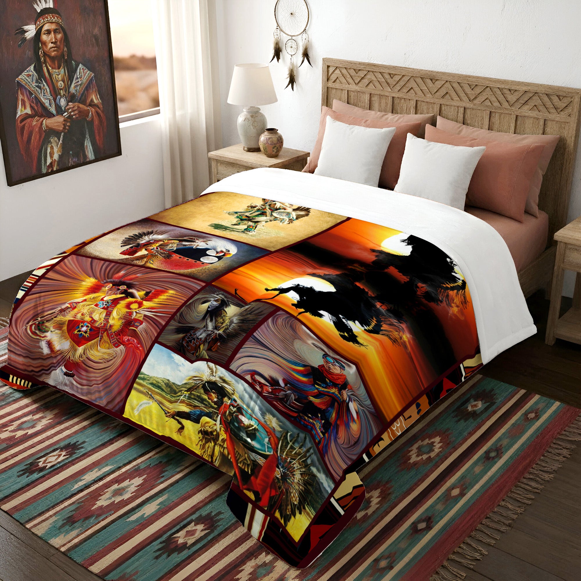 Native American Style Dawm Dance Soft And Warm Premium Fleece Blanket