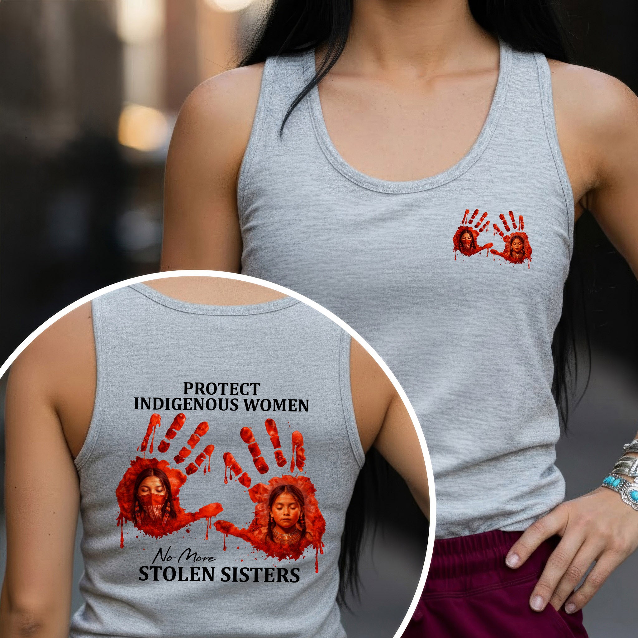 [Two Sides] Protect Indigenous Women No More Stolen Sisters Unisex Tank Top/Long Sleeve/Hoodie Zip