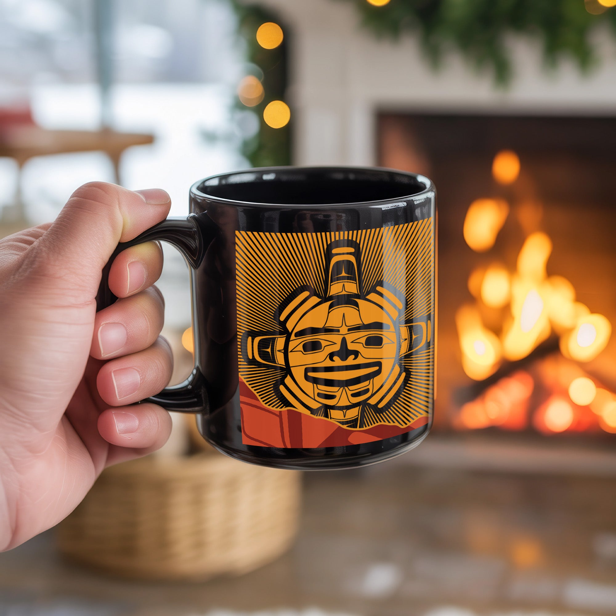 Native Northwest Chilkat Sun Ceramic Native American Heritage Mug