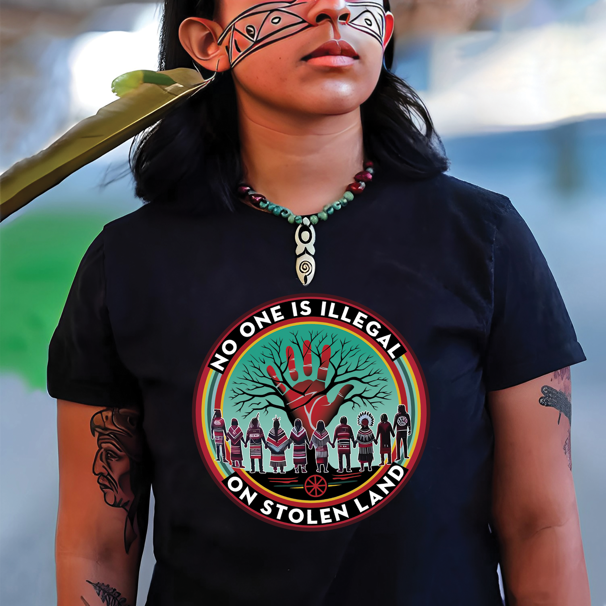 No One Is Illegal On Stolen Land - Unisex T-Shirt/T-Shirt V-Neck/Hoodie/Sweatshirt 166
