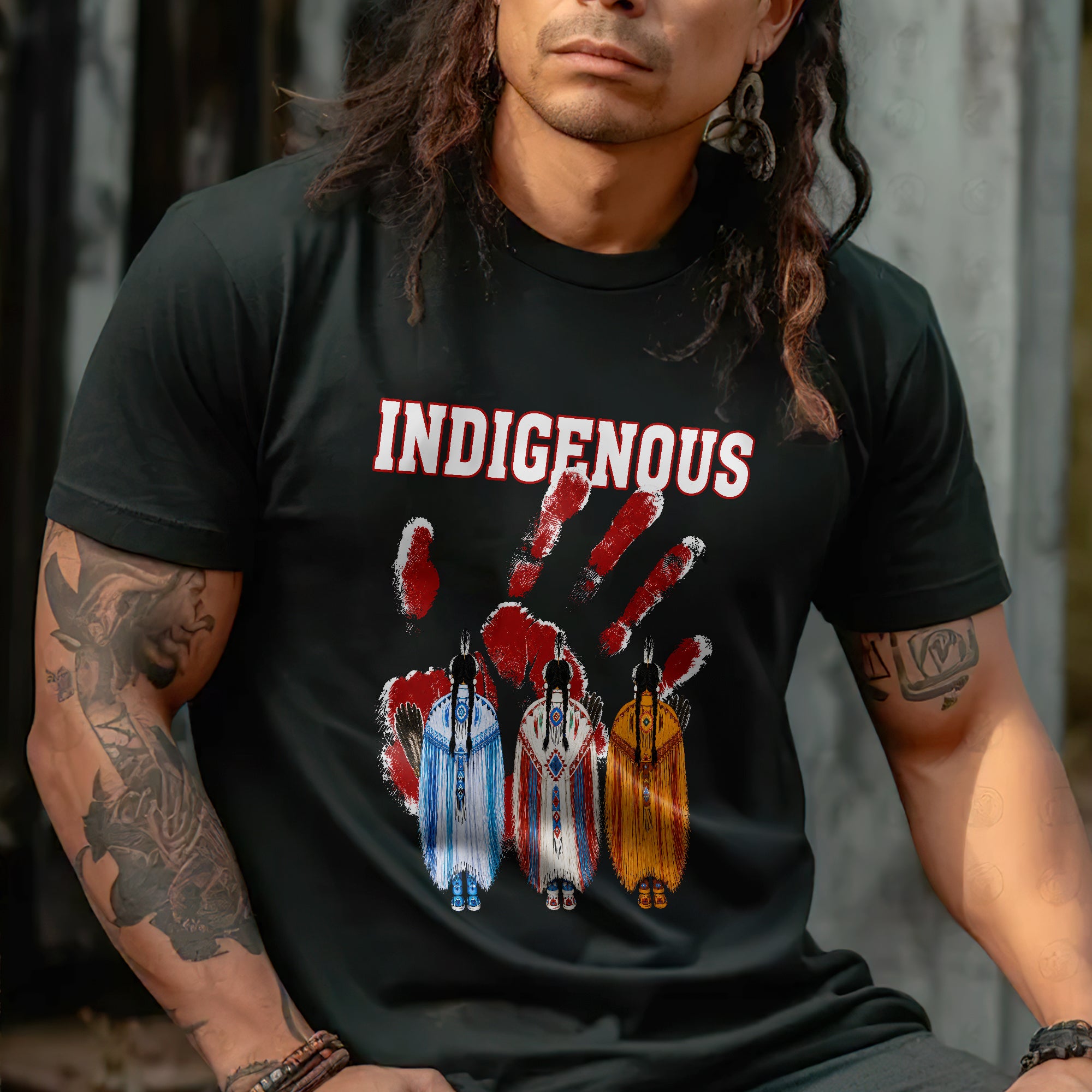 Red Handprint Indigenous Women - MMIW Awareness Three Sisters Unisex T-shirt/T-shirt V-Neck/Hoodie/Sweatshirt