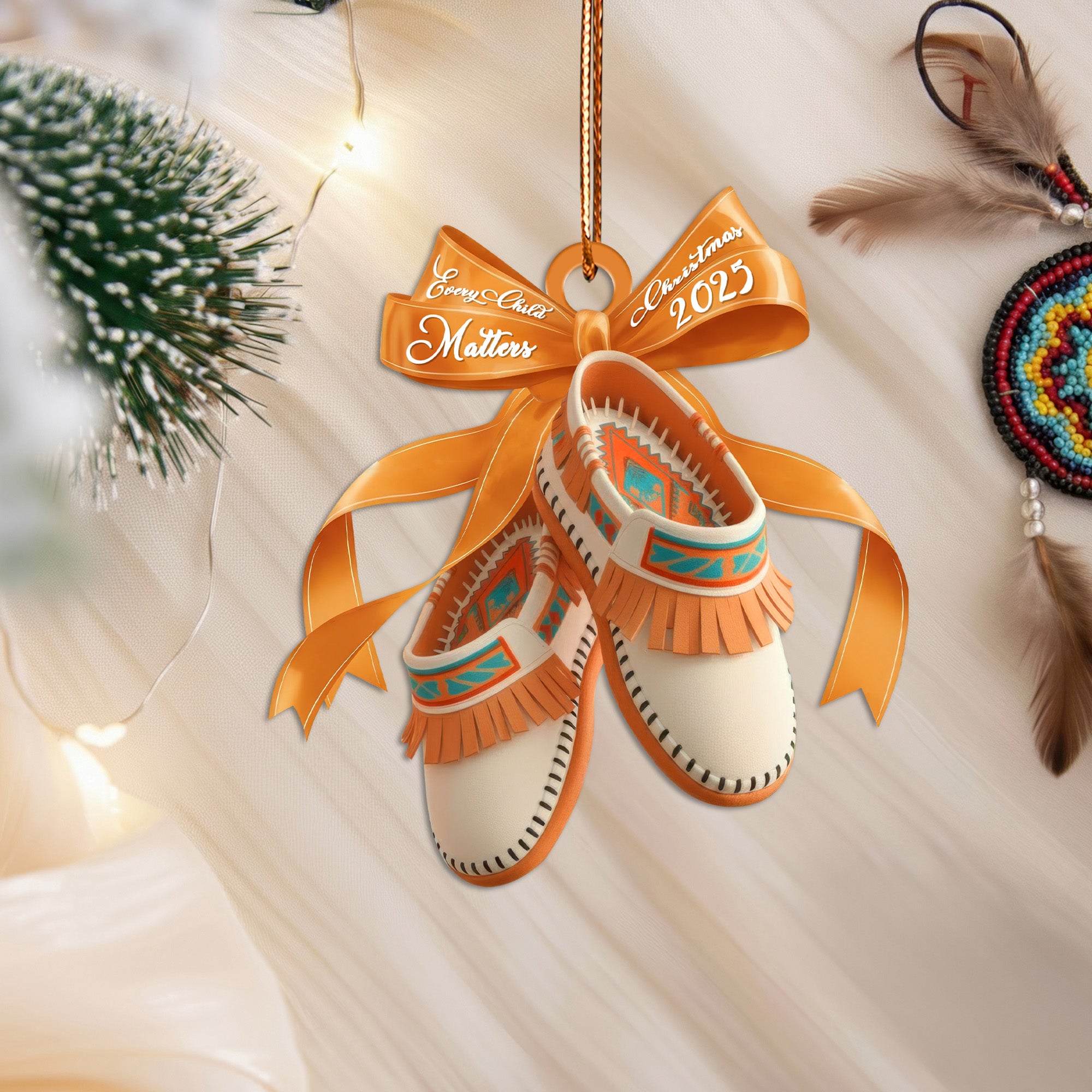 Native Moccasin Keepsake Ornament Every Child Matters 2025 Edition Unique Christmas Gift Decor Flat Acrylic