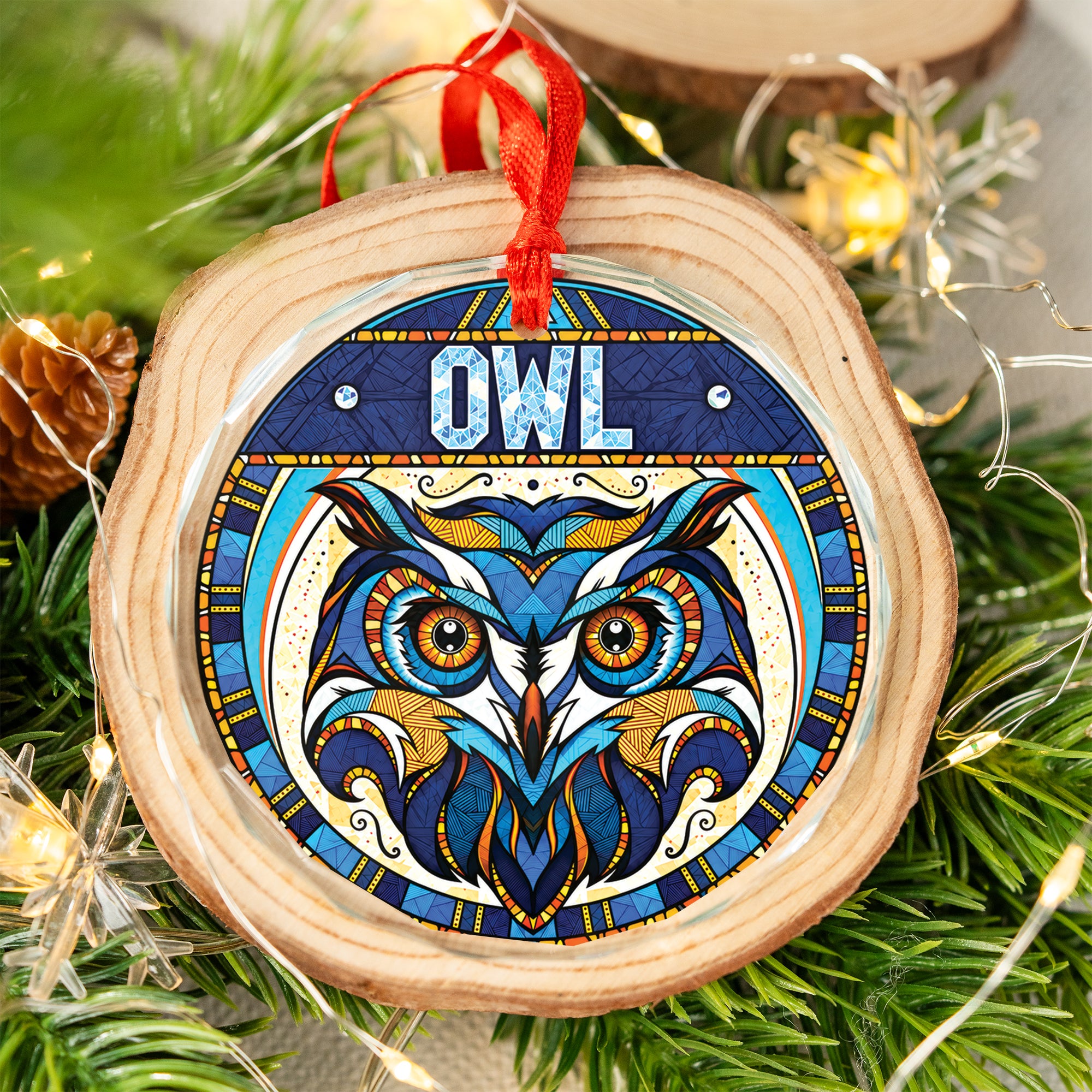 Owl Spirit Native Tribal Glass Ornament – Indigenous Art Decor