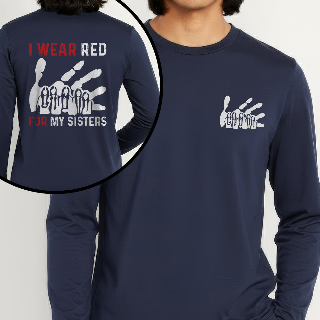 [Two Sides] I Wear Red for My Sisters MMIW Awareness Unisex Tank Top/Long Sleeve/Hoodie Zip