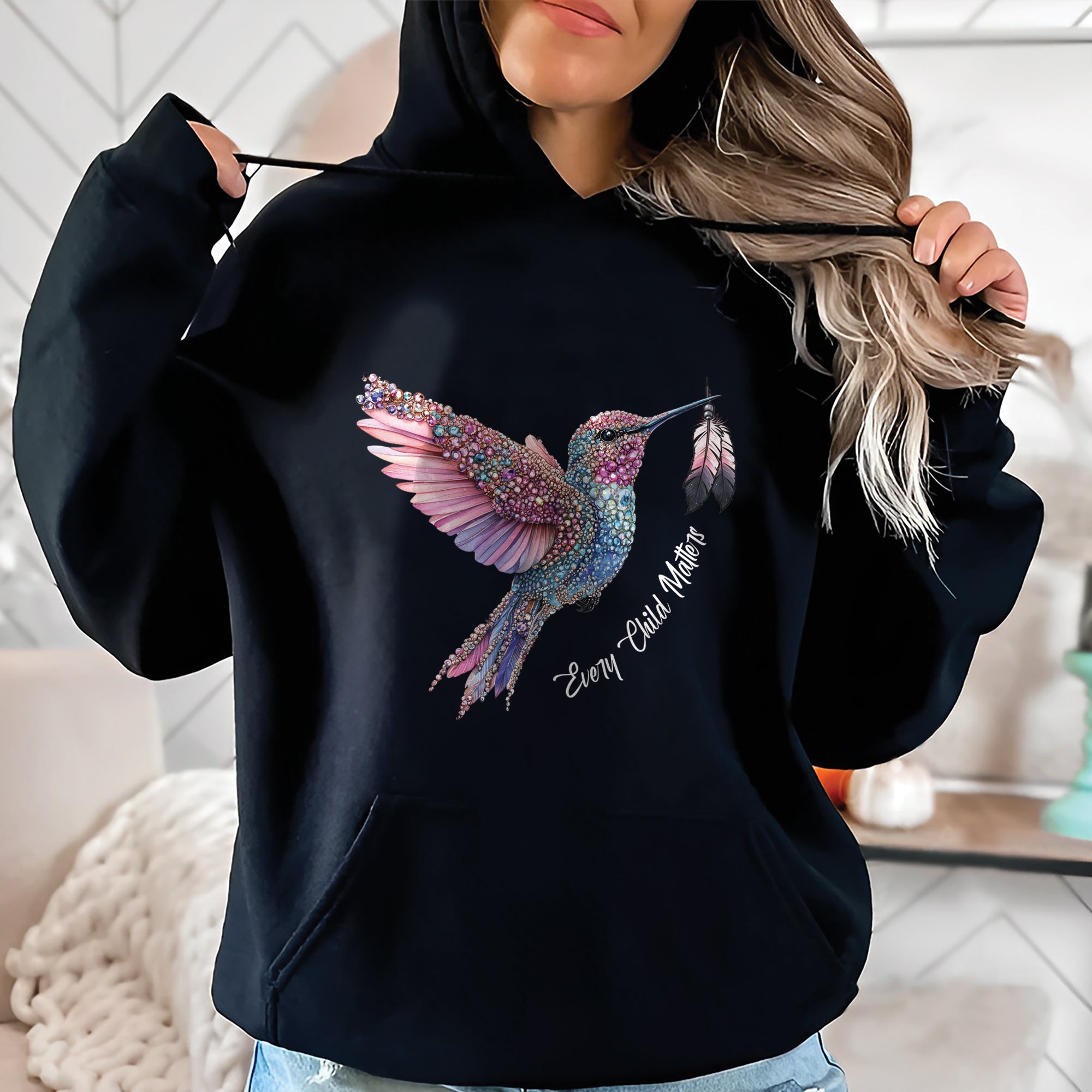 Every Child Matters Hummingbird Feathered Elegance Orange Native American Unisex T-Shirt/Hoodie/Sweatshirt