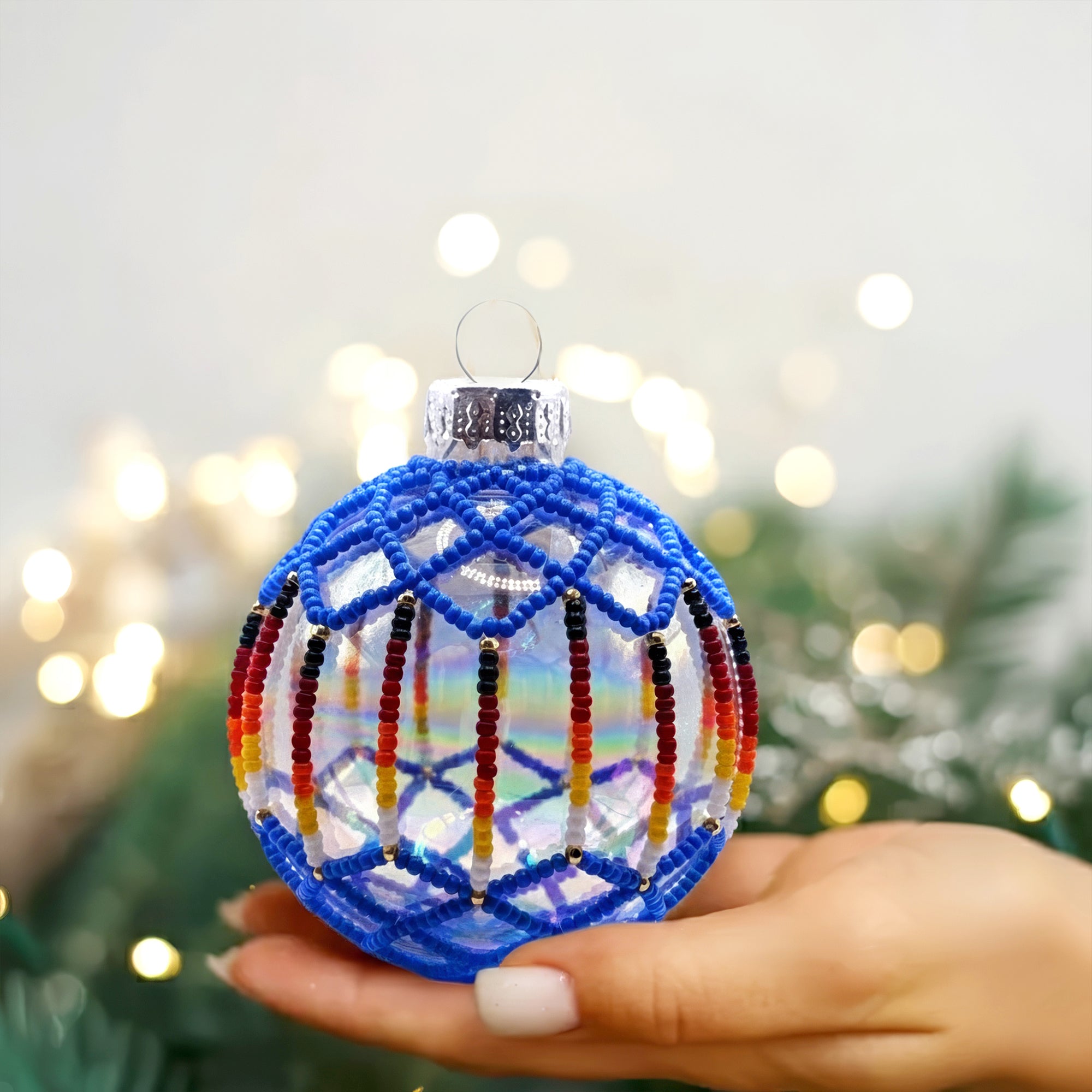 Cerulean Beaded Ornament Handcrafted Holiday Decor Gift