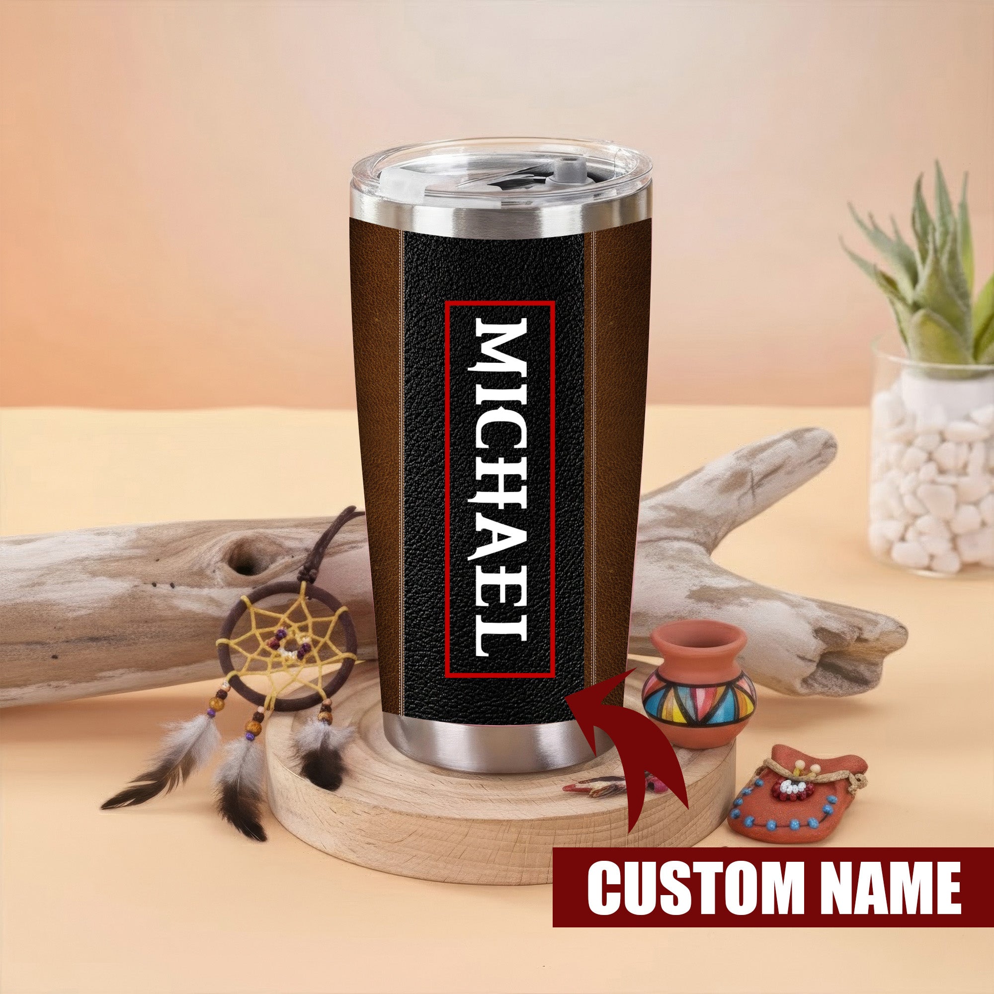 Native Pride Tumbler Stainless Steel Drinking Cup (Custom Name)