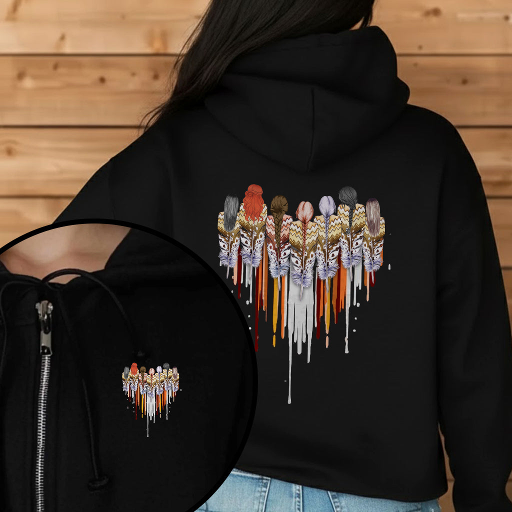 [Two Sides] Native American Feather Heart Indigenous Women Unisex Tank Top/Long Sleeve/Hoodie Zip