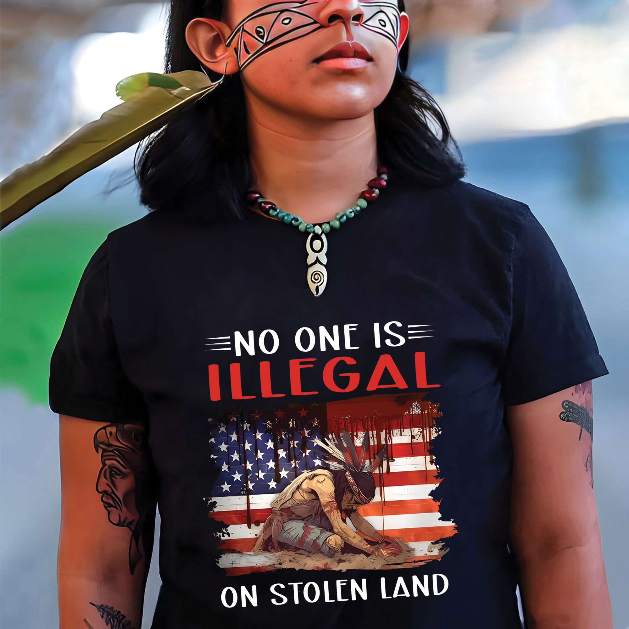 No One Is Illegal On Stolen Land - Unisex T-Shirt/T-Shirt V-Neck/Hoodie/Sweatshirt N41