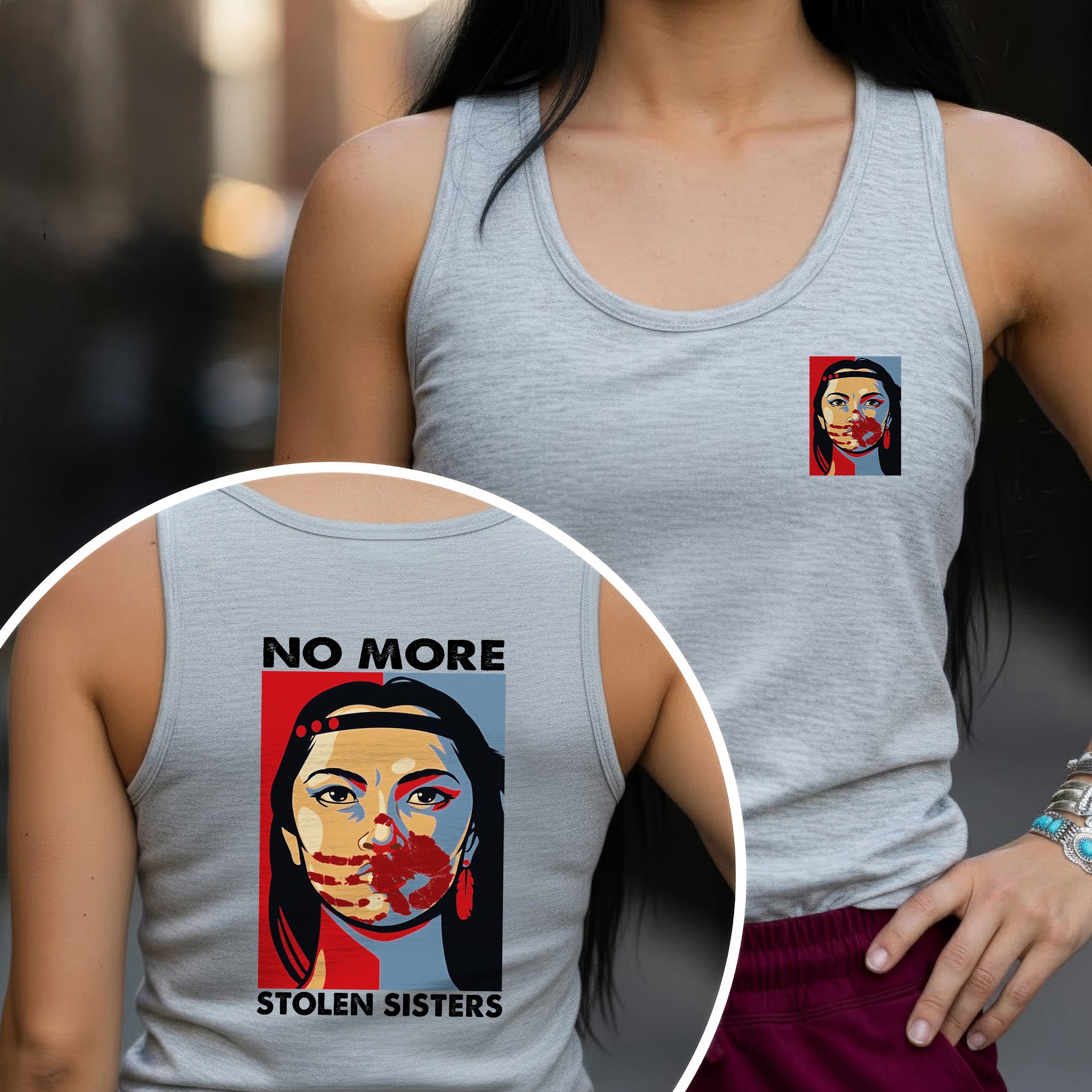 [Two Sides] No More Stolen Sisters MMIW Awareness Unisex Tank Top/Long Sleeve/Hoodie Zip