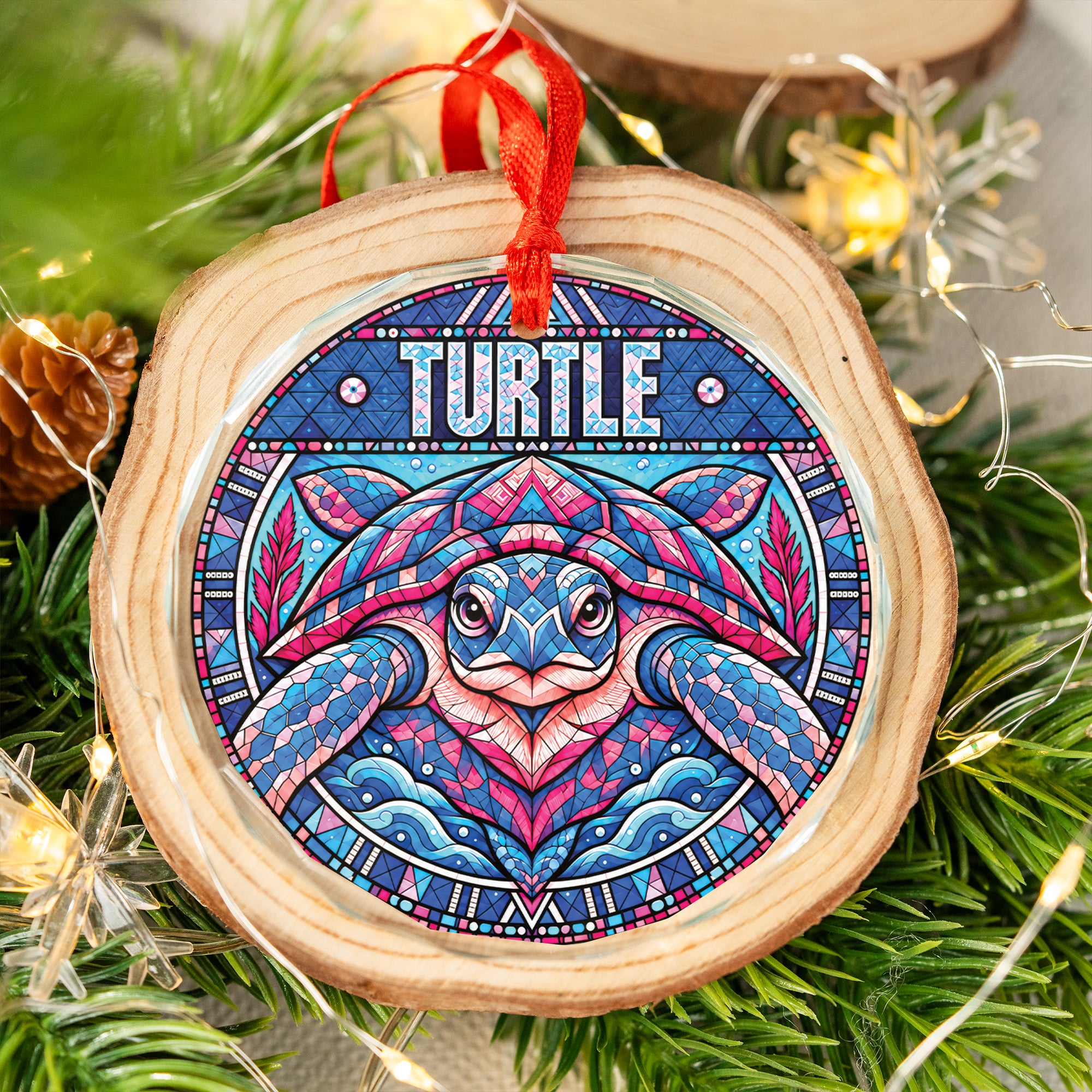 Turtle Spirit Native Tribal Glass Ornament – Indigenous Art Decor
