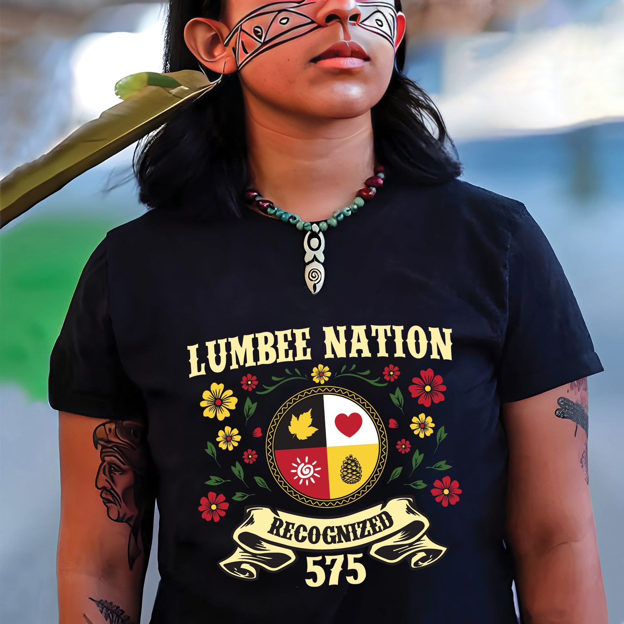 Lumbee Nation Recognized Native American 575 Floral Design Unisex T-shirt/T-shirt V-neck/Hoodie/Sweatshirt