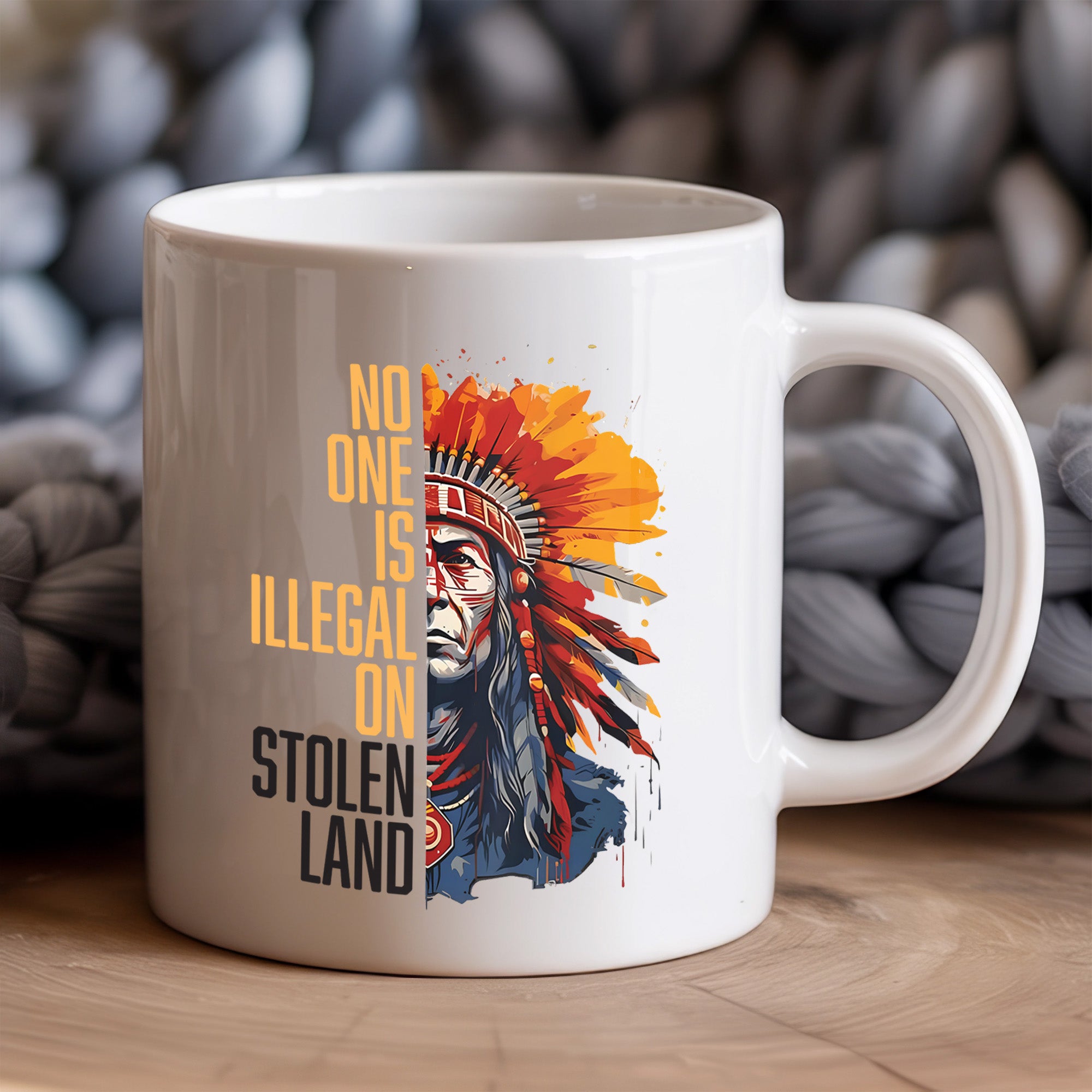 No One Is Illegal On Stolen Land Native American Heritage Coffee Mug