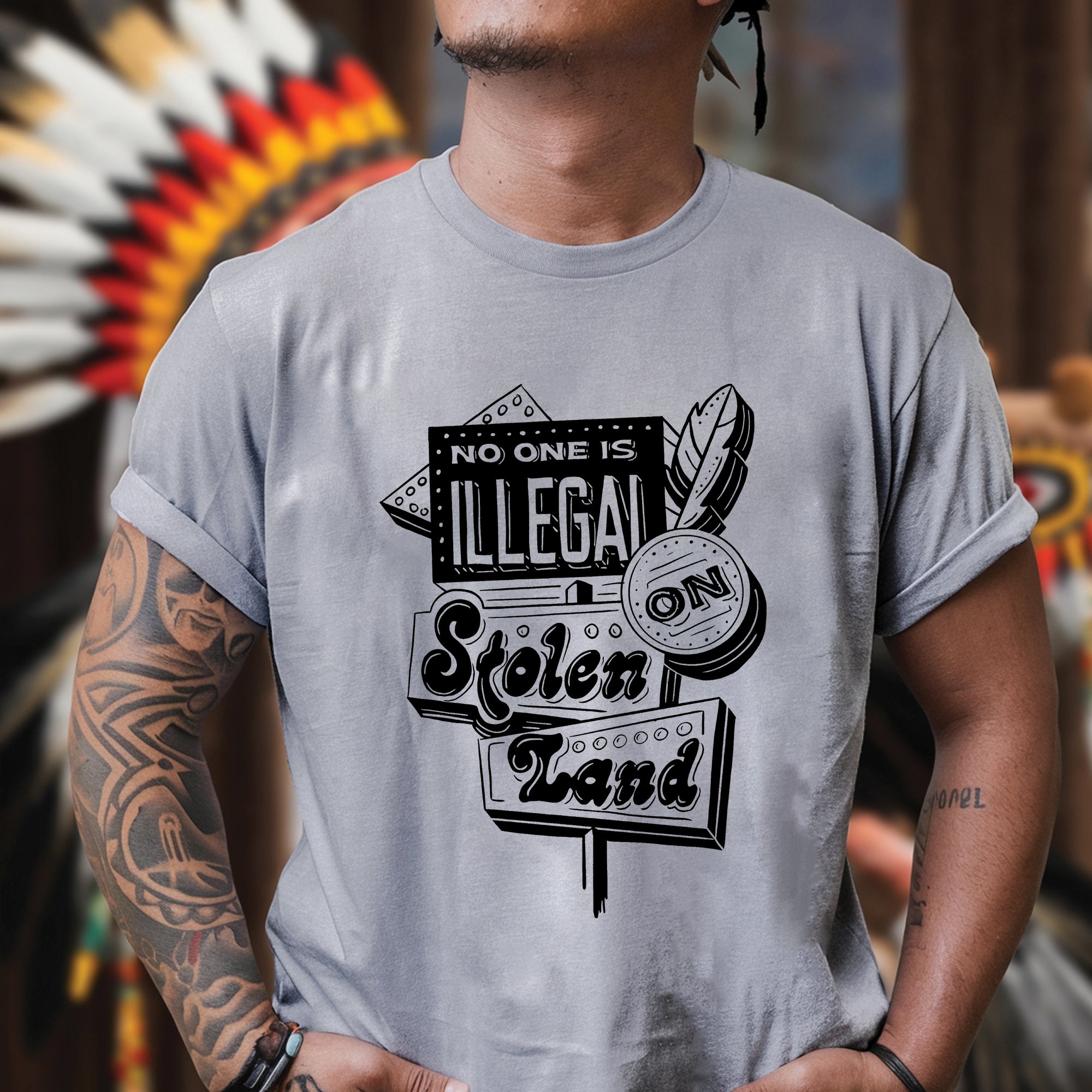 No One Is Illegal On Stolen Land Indigenous Protest Unisex T-shirt/V-neck T-shirt/Hoodie/Sweatshirt