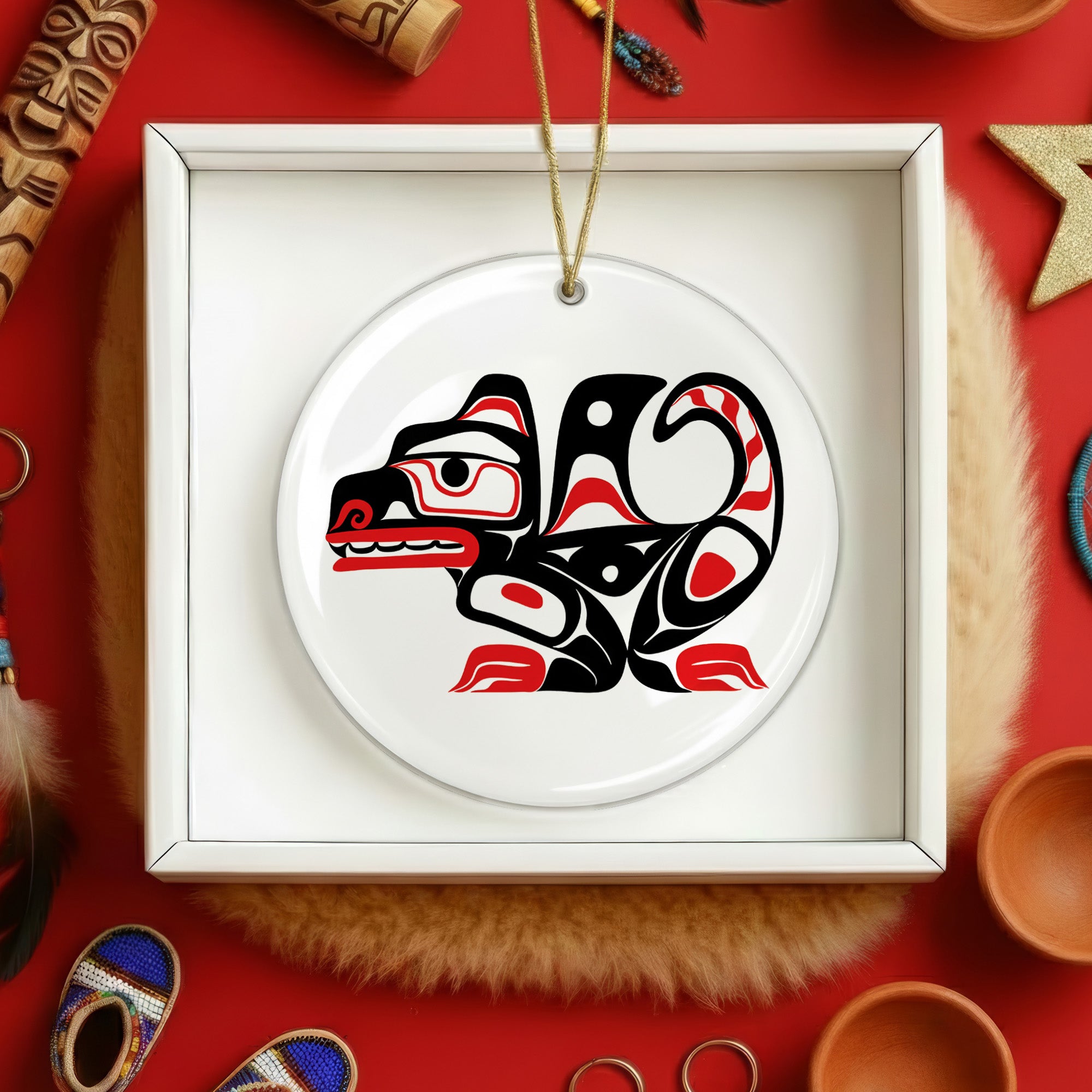 Tribal Totem Style Spirit Animal Ceramic Ornaments – Indigenous Symbolic Art