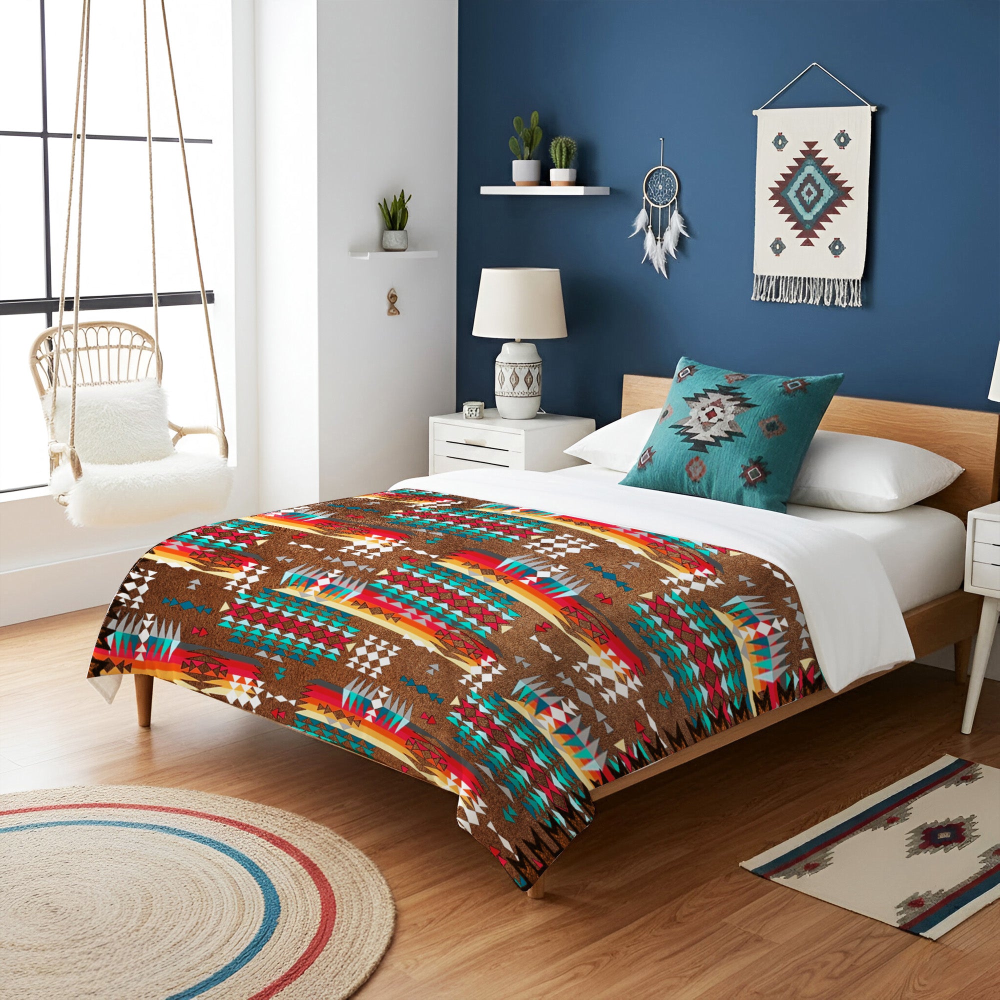 Native American Style Brown Pattern Soft And Warm Premium Fleece Blanket