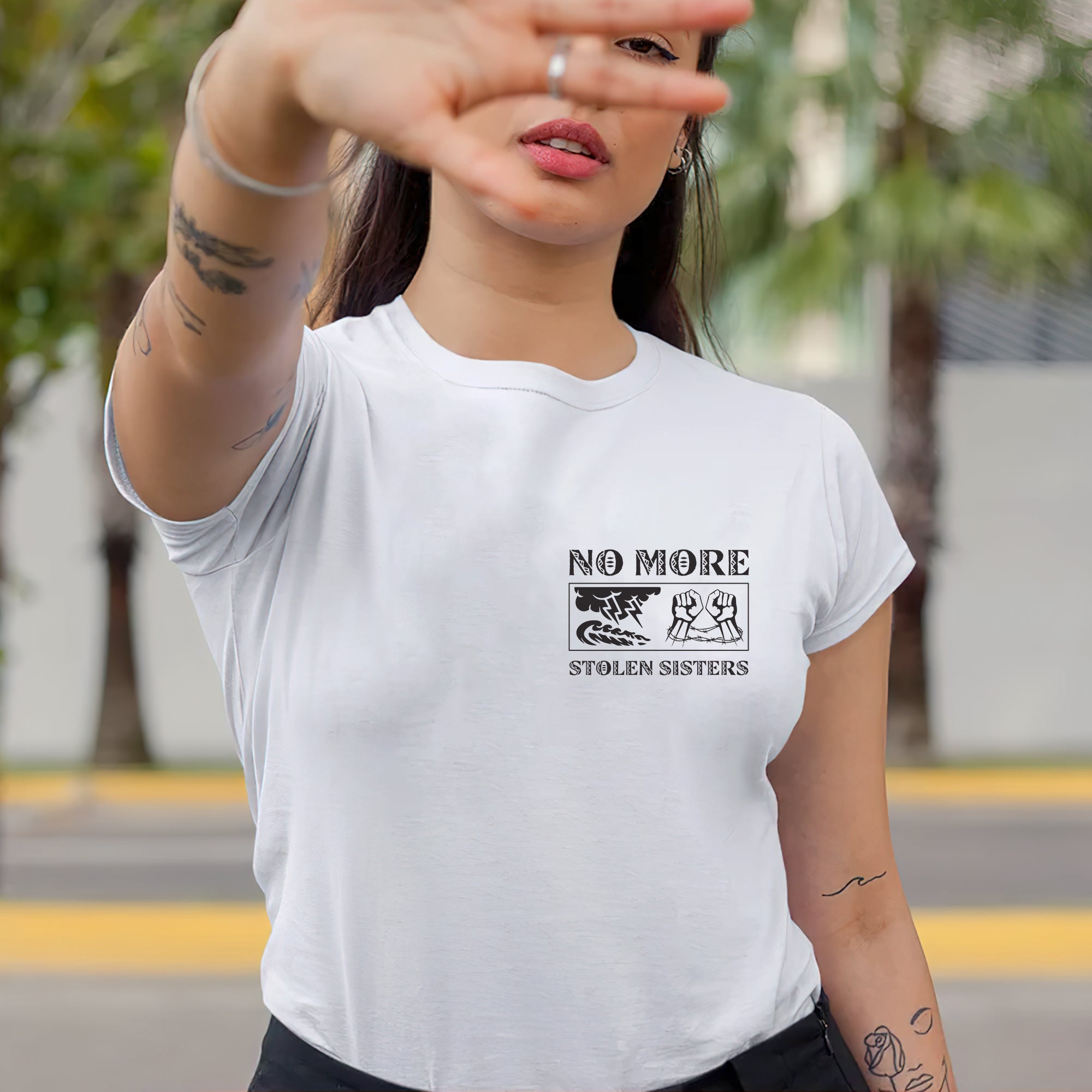 No More Stolen Sisters MMIW - Unisex T-Shirt/T-Shirt V-Neck/Hoodie/Sweatshirt - Two Sides