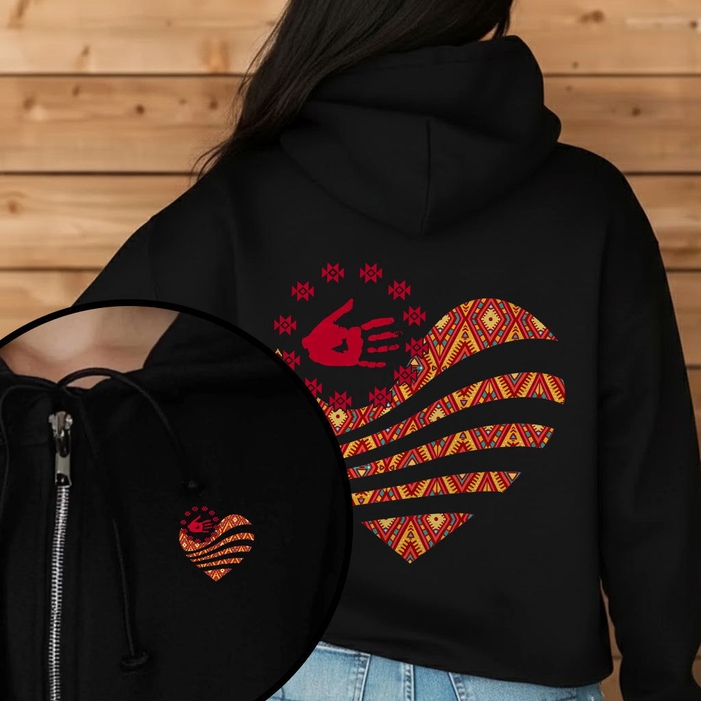 [Two Sides] Red Hand Heart of Culture Native American Unisex Tank Top/Long Sleeve/Hoodie Zip