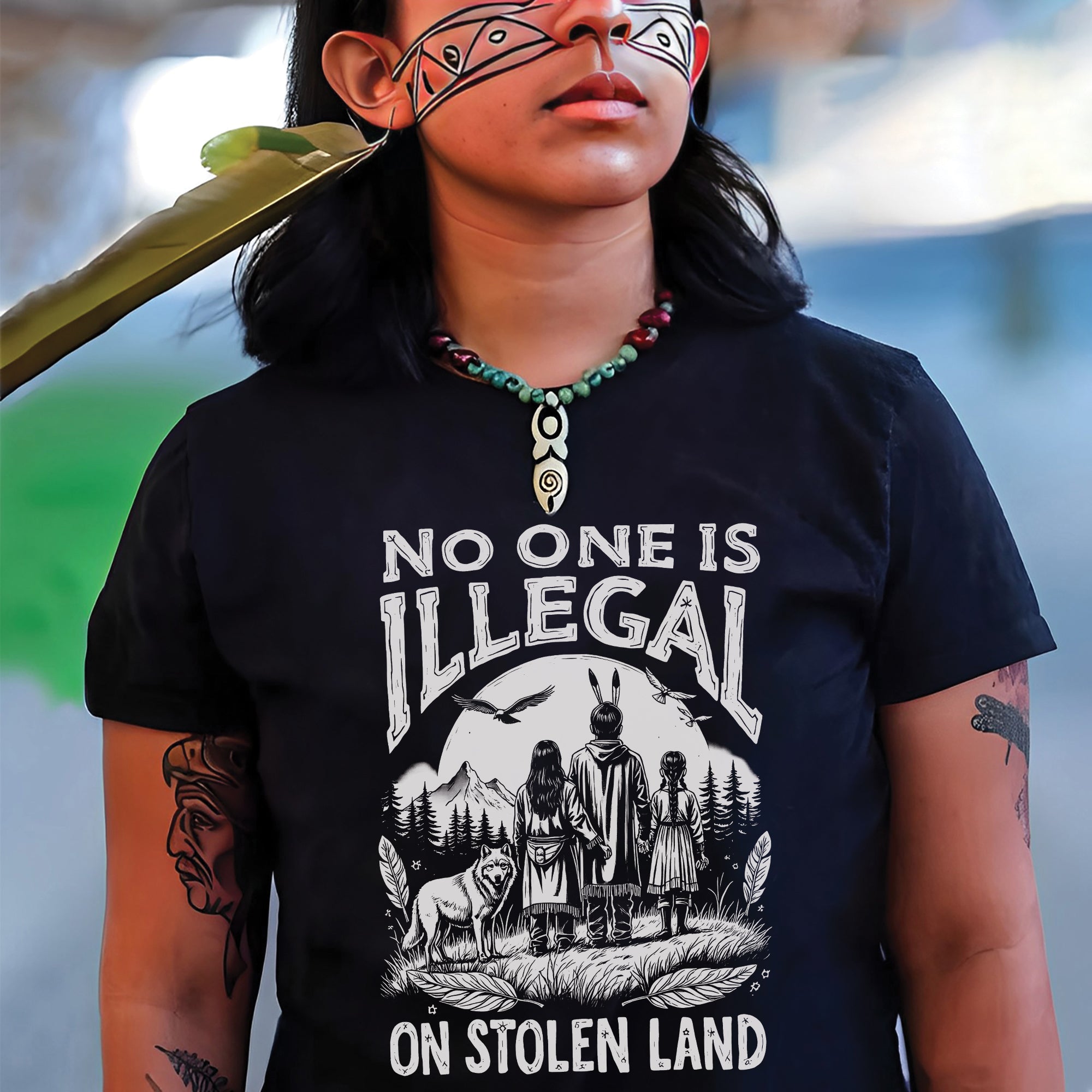 No One Is Illegal On Stolen Land - Unisex T-Shirt/T-Shirt V-Neck/Hoodie/Sweatshirt N56 Style 1
