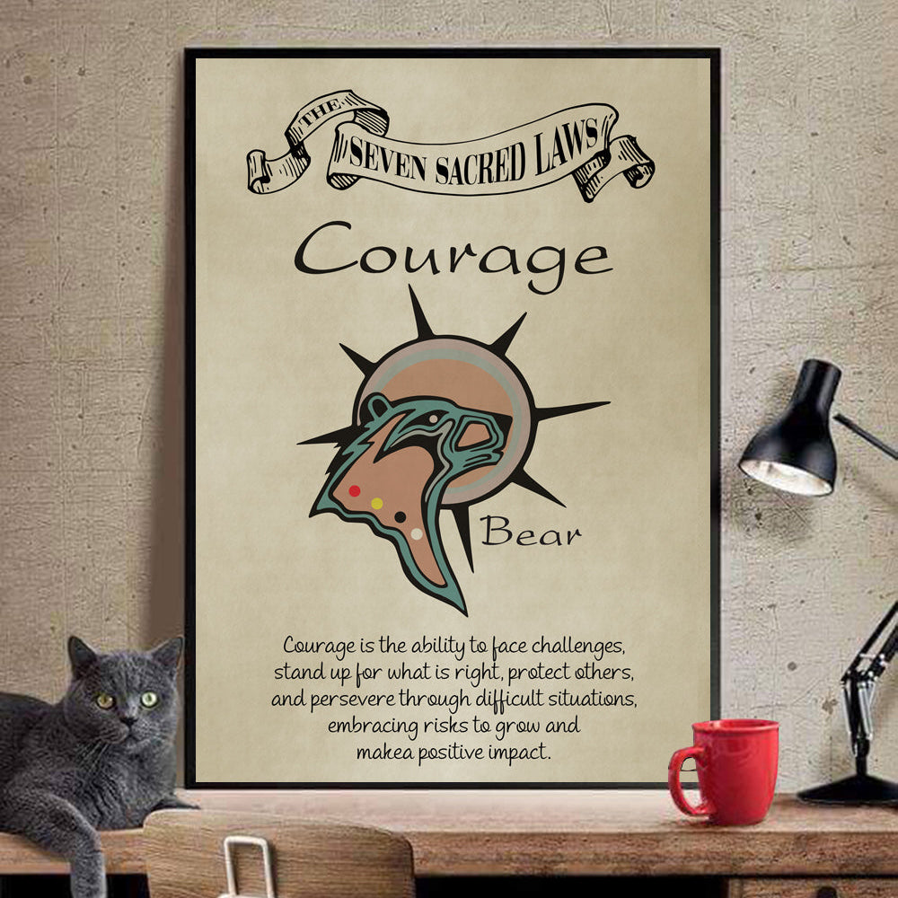 Courage – Seven Sacred Laws Native American Spiritual Teaching Wall Art Poster/ Canvas