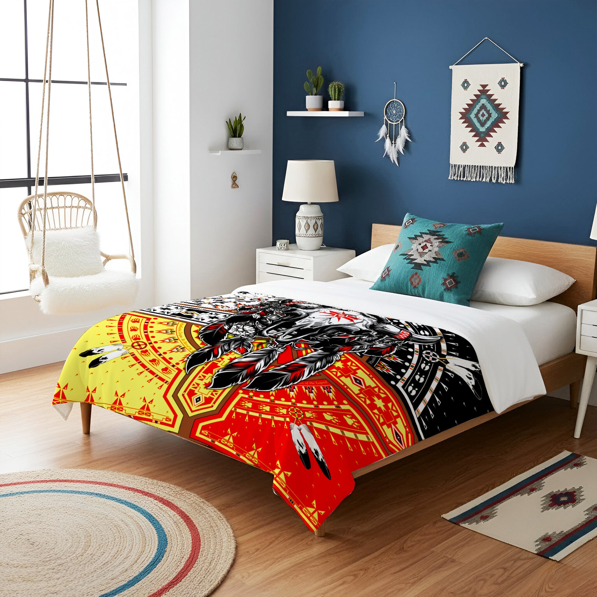 Native American Style Buffalo Head Soft And Warm Premium Fleece Blanket